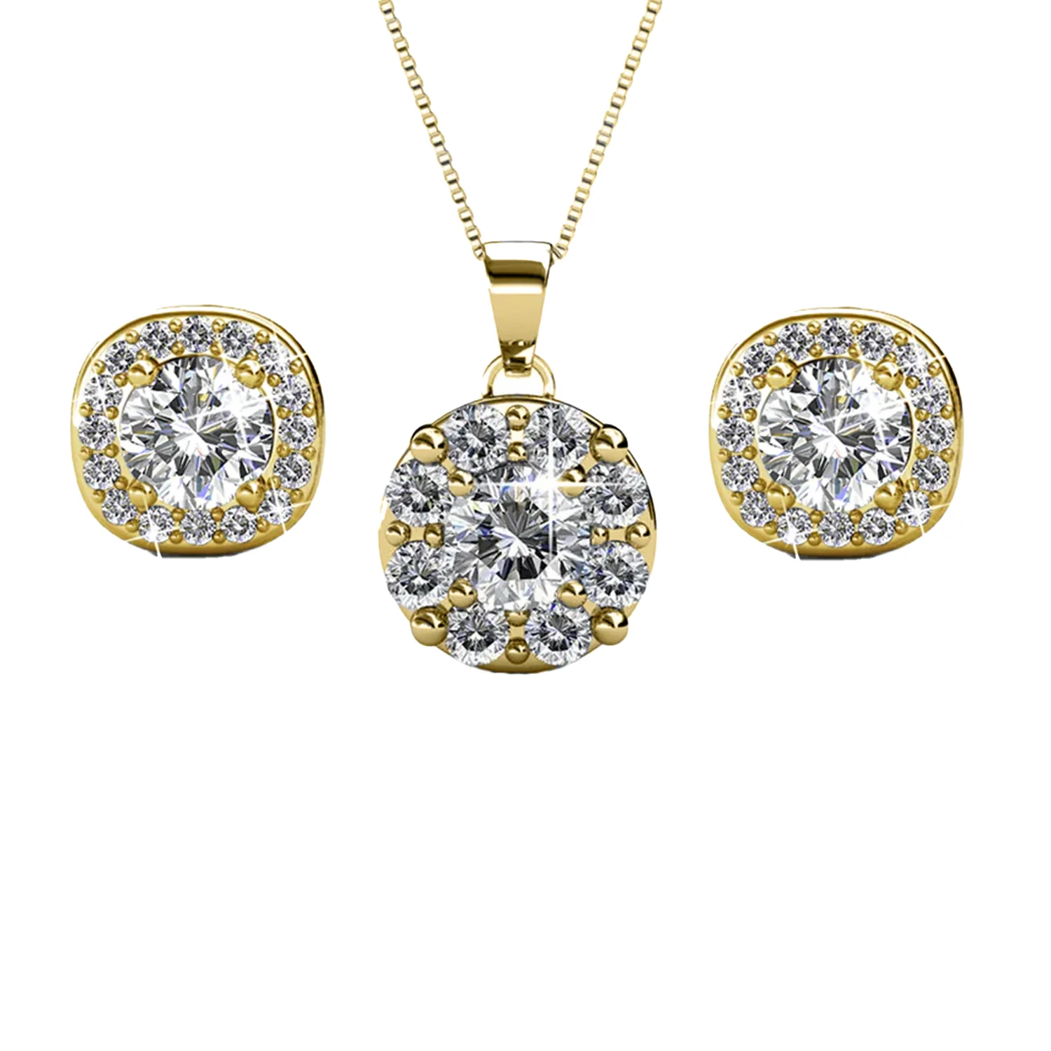 Ruth 18k White Gold Plated Stud Earrings and Necklace Jewelry Set with Swarovski Crystals - Image 7