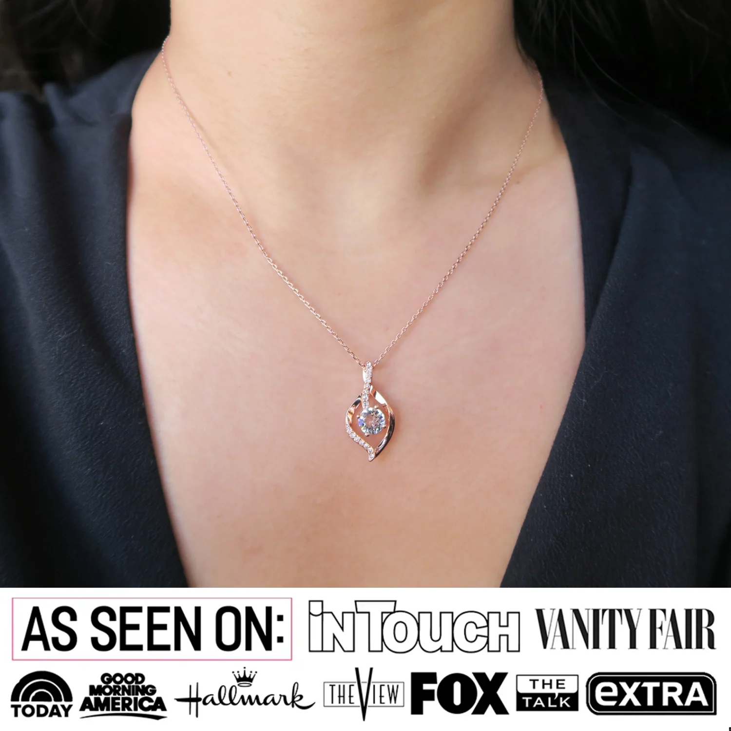 Sabrina 18k White Gold Plated Pendant Necklace with Swarovski Crystals - Image 2