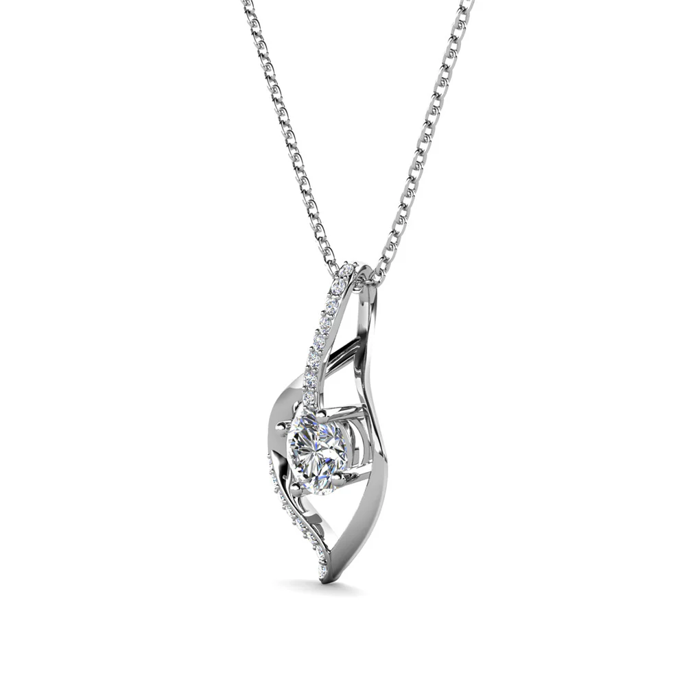 Sabrina 18k White Gold Plated Pendant Necklace with Swarovski Crystals - Image 7