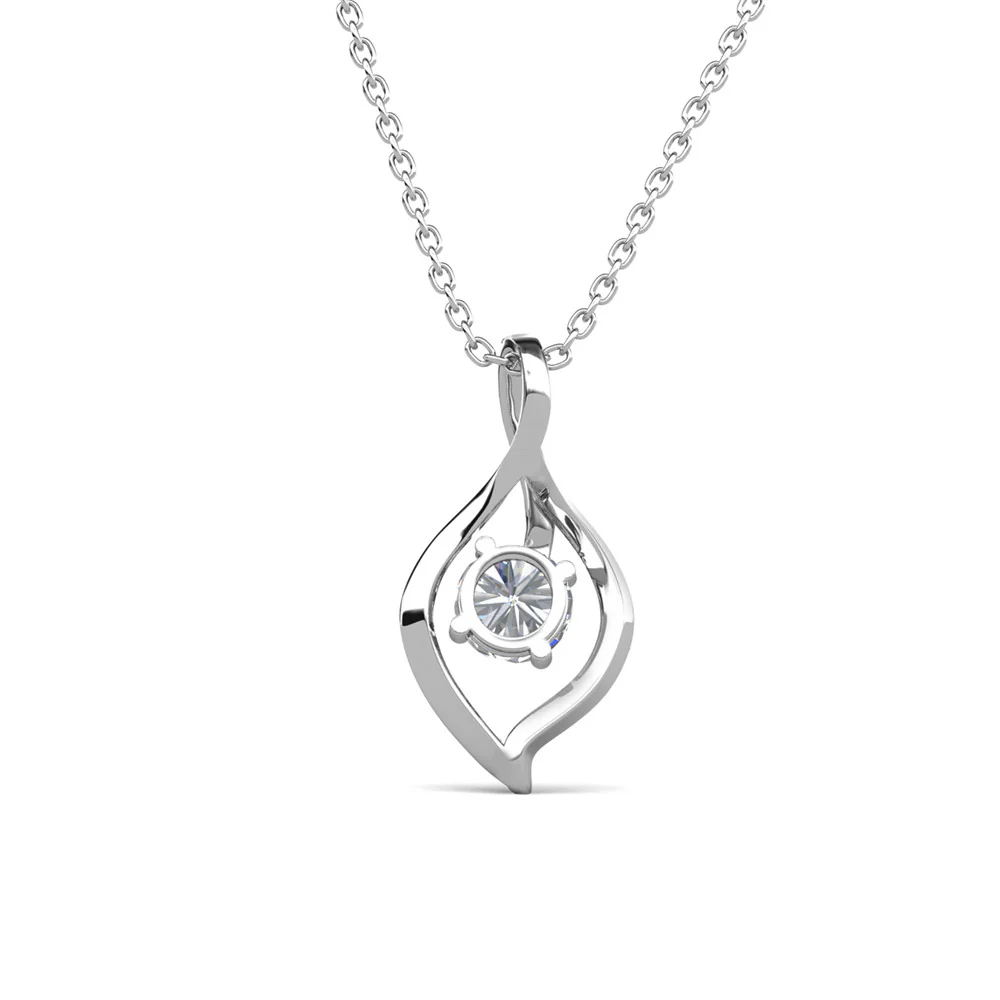 Sabrina 18k White Gold Plated Pendant Necklace with Swarovski Crystals - Image 8
