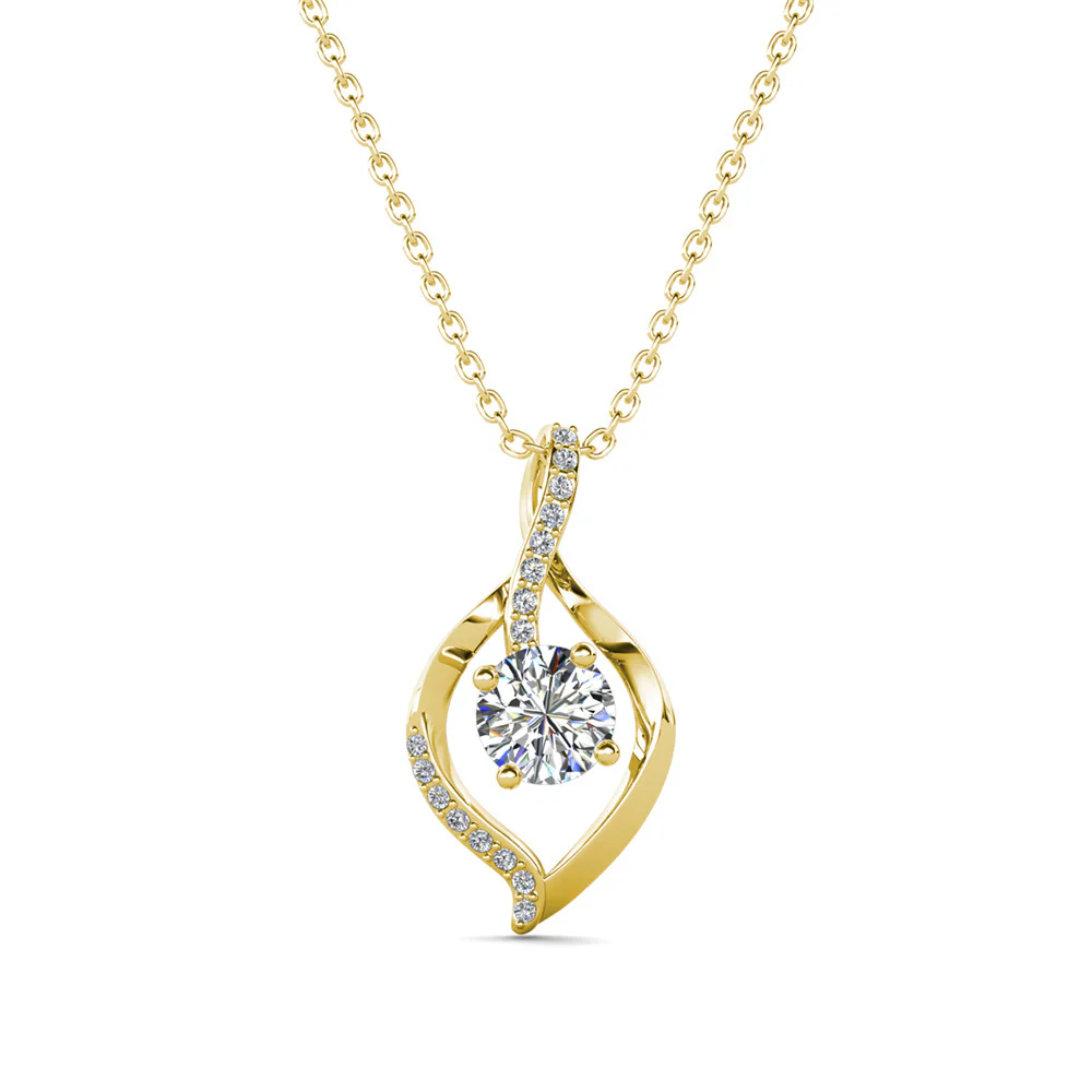 Sabrina 18k White Gold Plated Pendant Necklace with Swarovski Crystals - Image 9