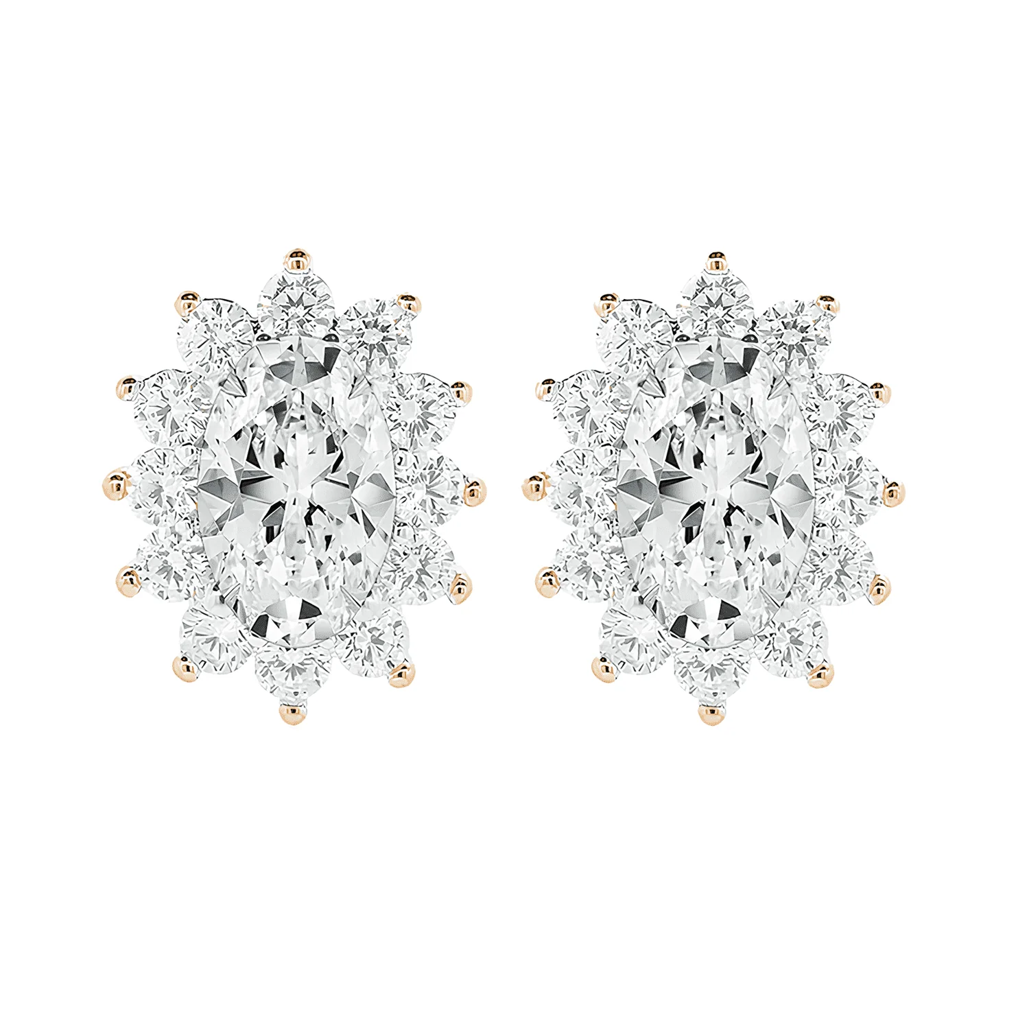 Sage 18k White Gold Plated Stud Earrings with Oval Cut Simulated Diamond Crystals - Image 7