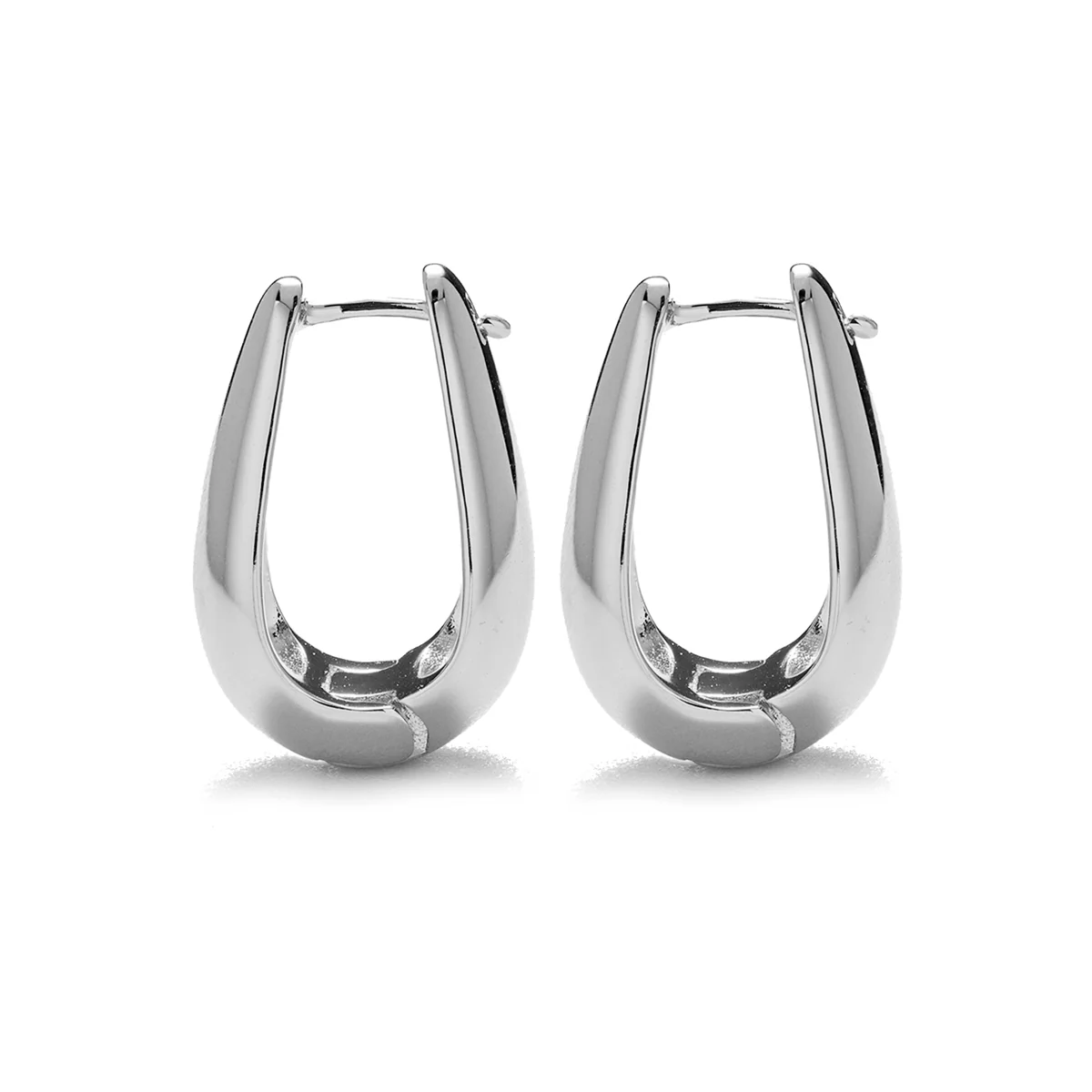Salma 18k White Gold Plated 15mm Chunky U-Shaped Hoop Earrings - Image 10