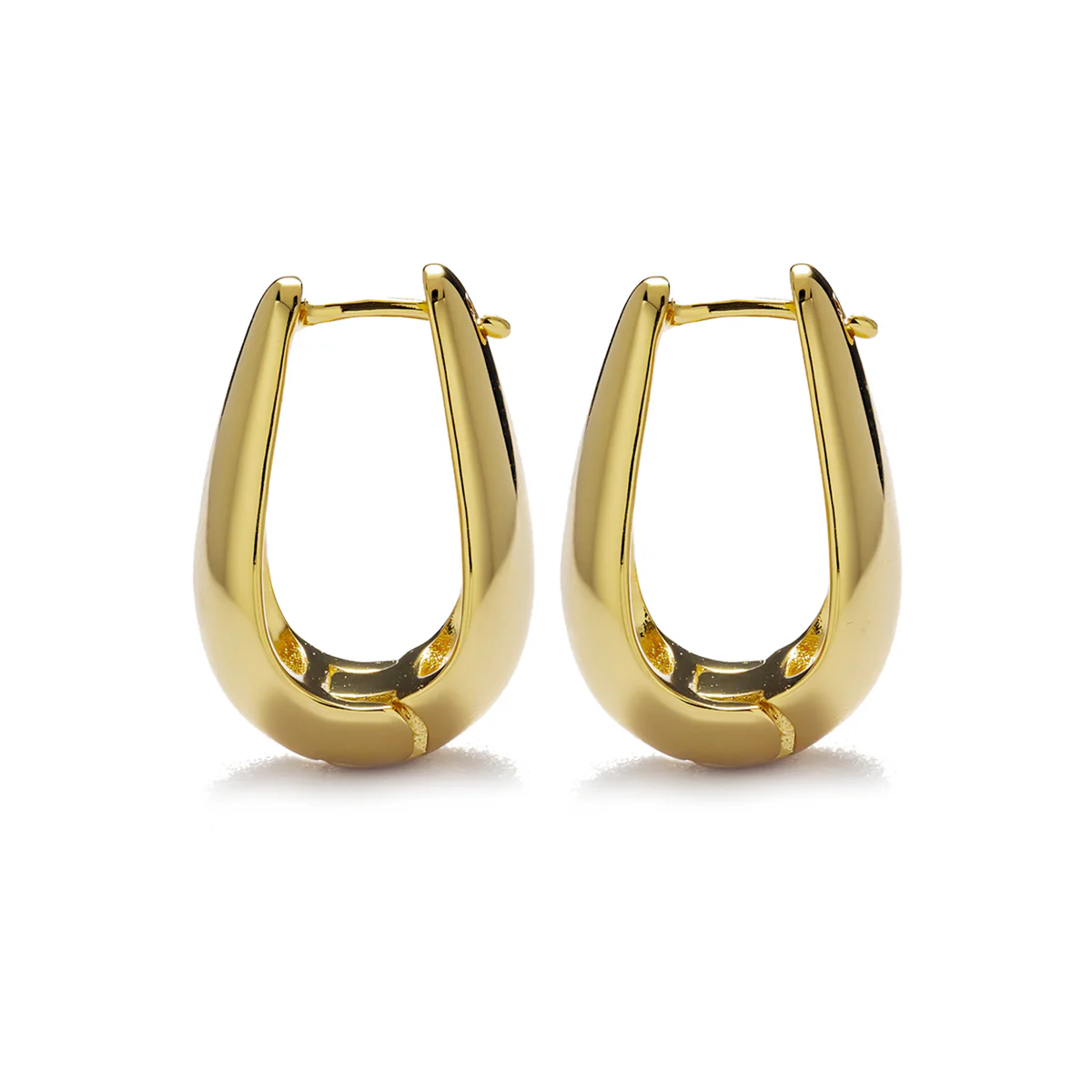 Salma 18k White Gold Plated 15mm Chunky U-Shaped Hoop Earrings - Image 14