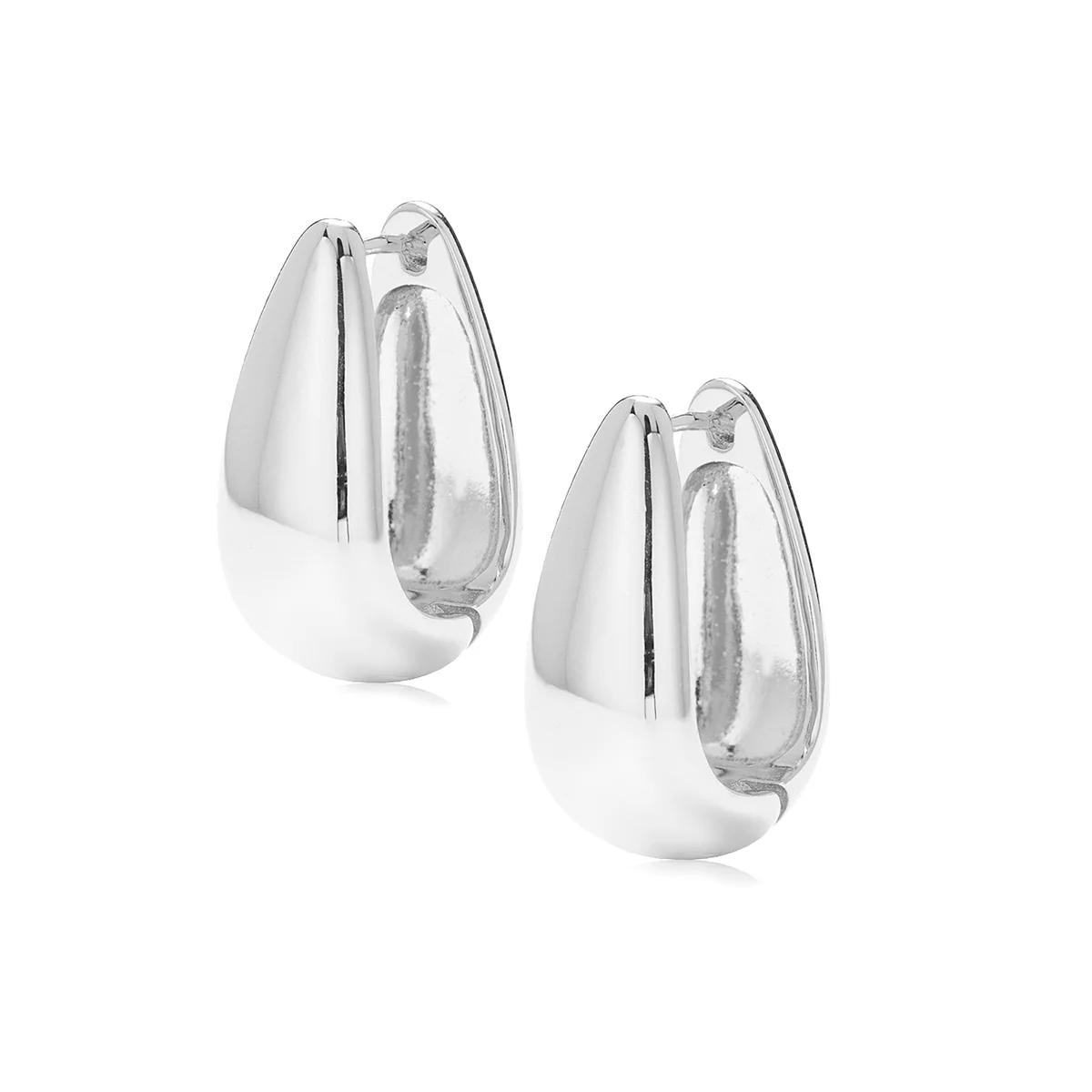 Salma 18k White Gold Plated 15mm Chunky U-Shaped Hoop Earrings - Image 9
