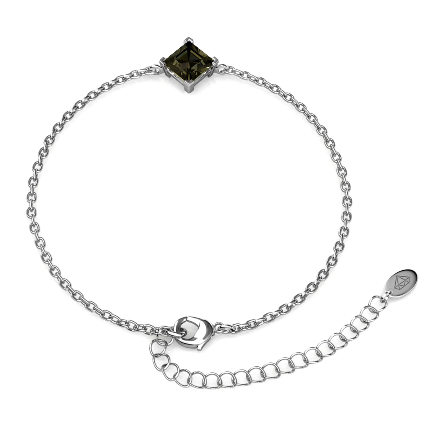 Samantha 18k White Gold Plated Bracelet with Black Swarovski Crystal - Image 11