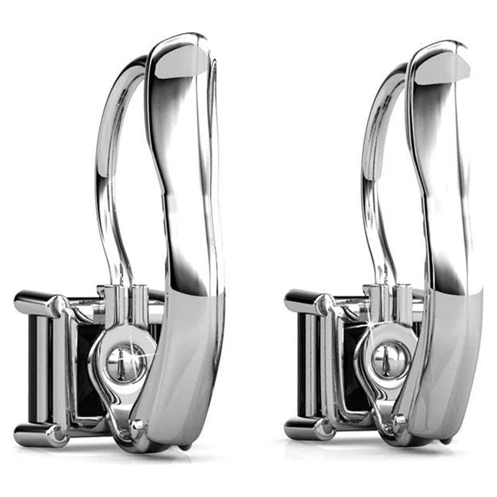 Samantha 18k White Gold Plated Drop Earrings with Black Swarovski Crystals - Image 9