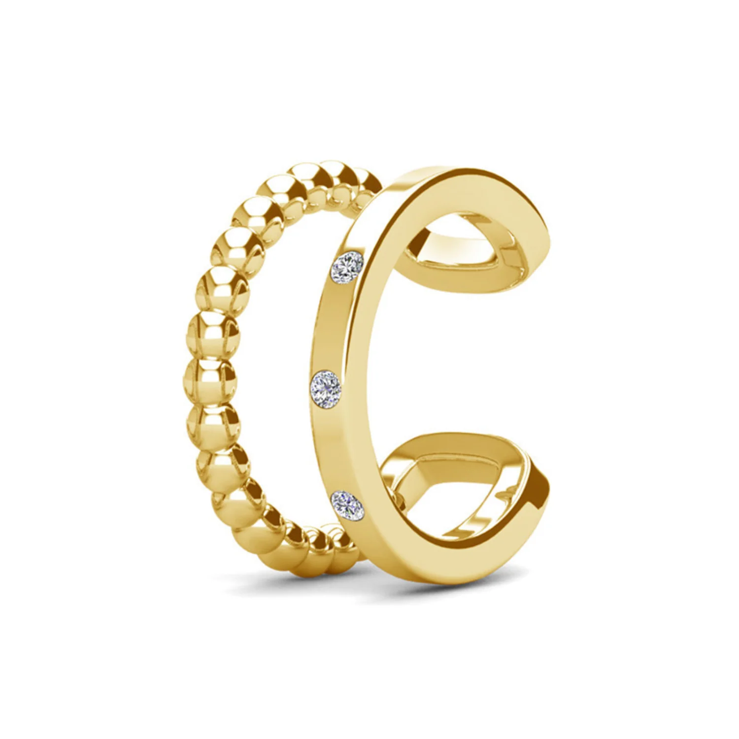 Sasha 18k White Gold Plated 10mm Hoop Ear Cuff with Swarovski Crystals - Image 9