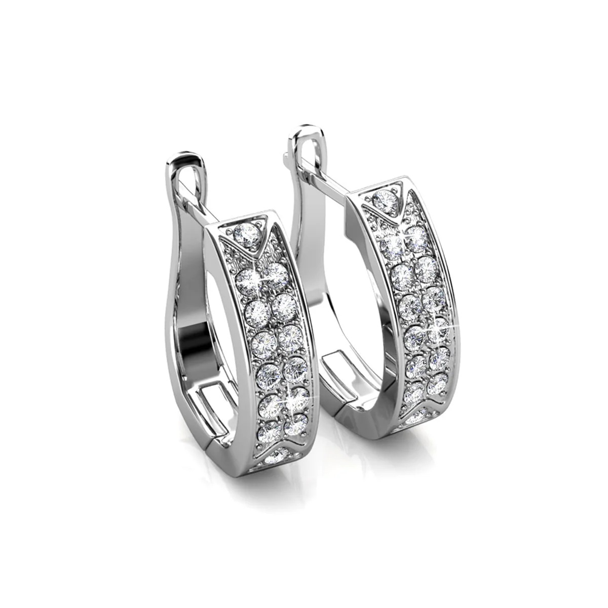 Sawyer 18k White Gold Plated 16mm Crystal Hoop Earrings with Swarovski Crystals - Image 10