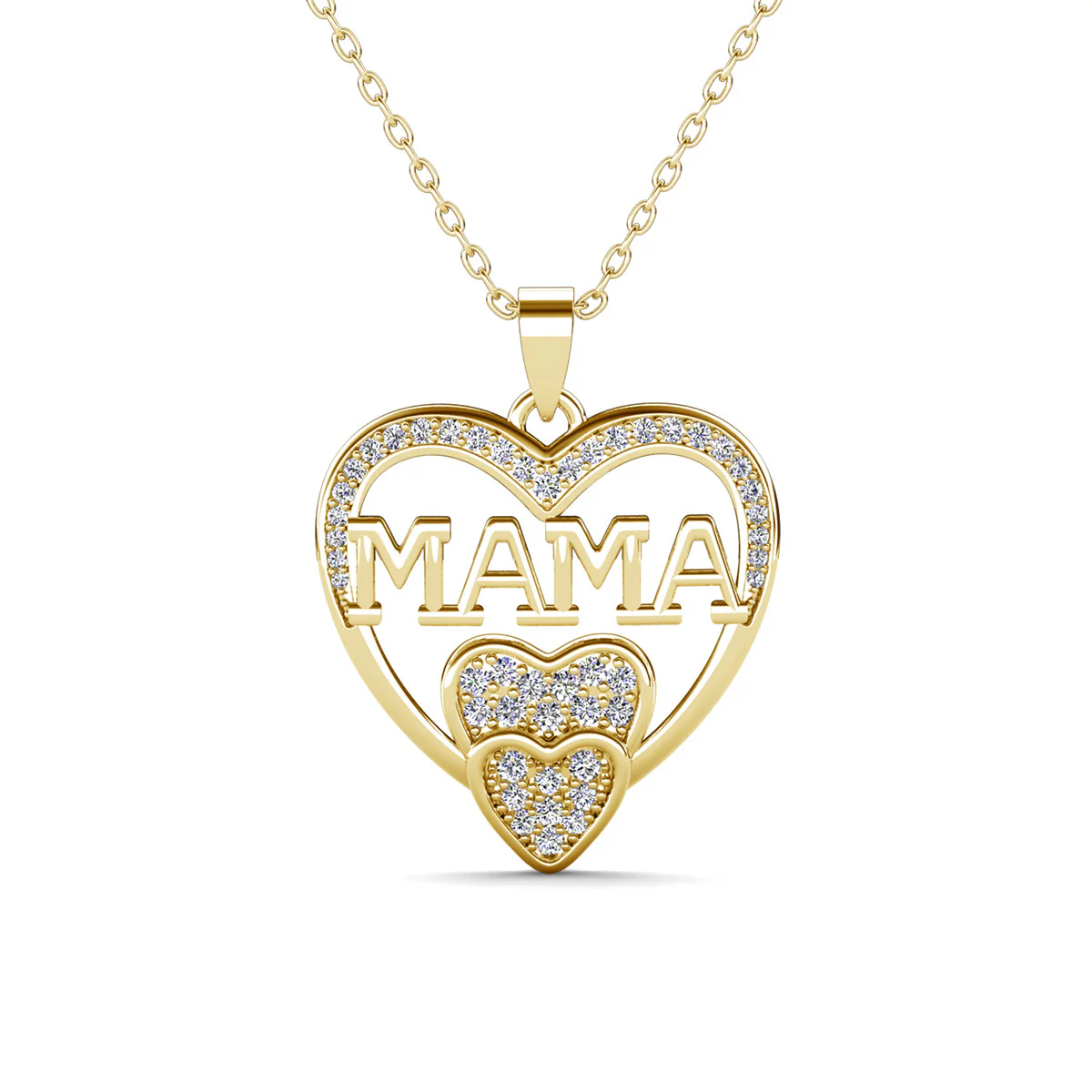 Selena 18k White Gold Plated Mama Heart Pendant Necklace with Simulated Diamond Crystals - Image 10