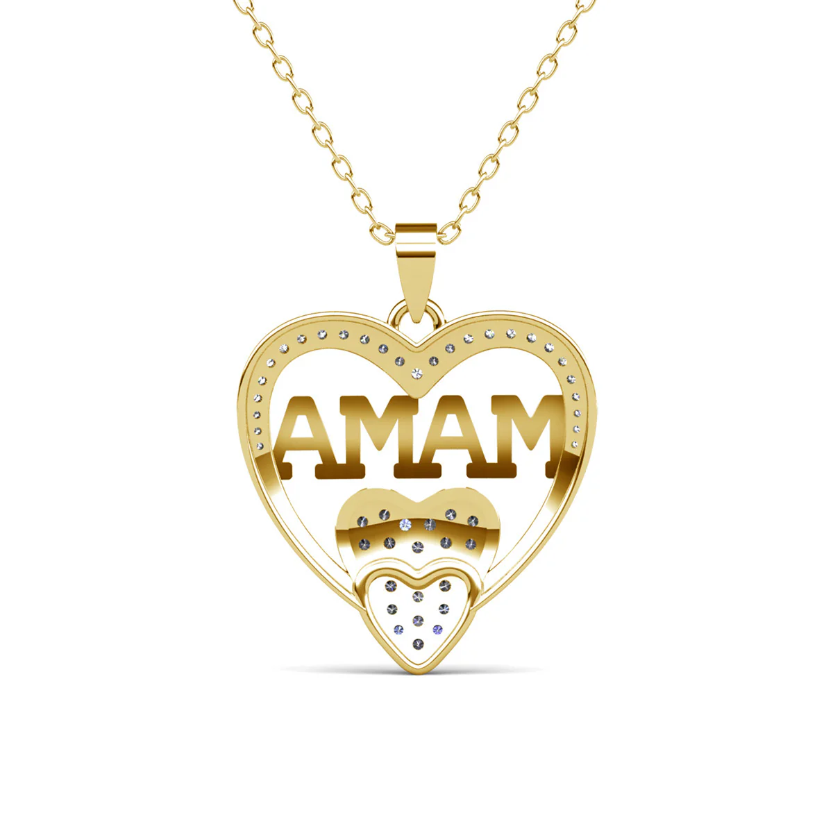 Selena 18k White Gold Plated Mama Heart Pendant Necklace with Simulated Diamond Crystals - Image 13