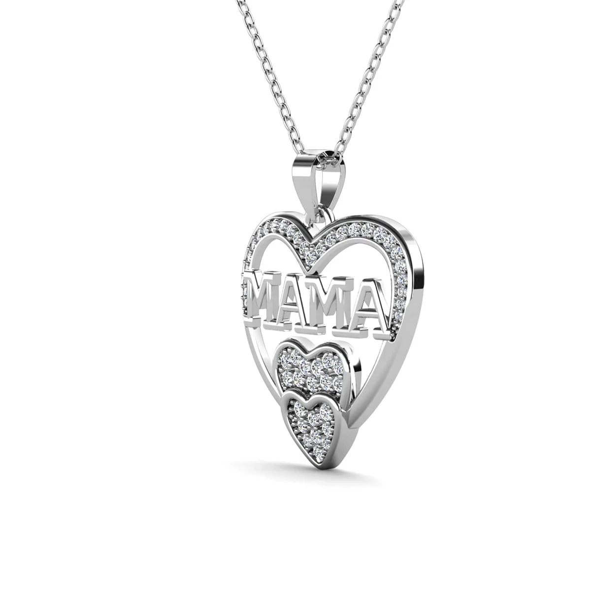 Selena 18k White Gold Plated Mama Necklace with Swarovski Crystals & Heartfelt Message for Mom - Image 10
