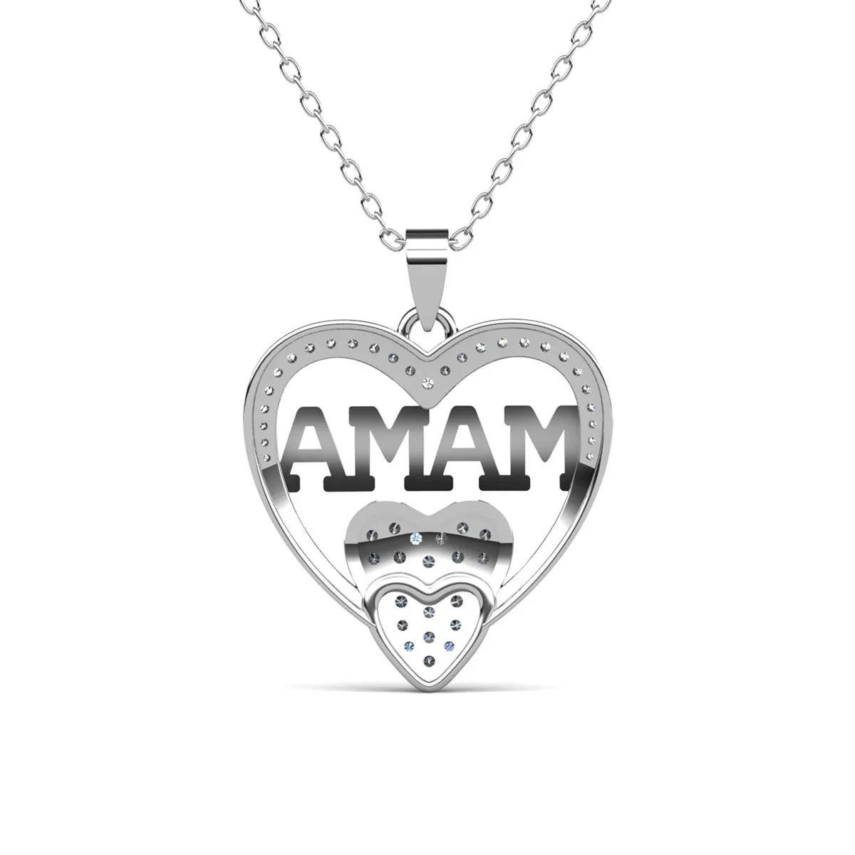 Selena 18k White Gold Plated Mama Necklace with Swarovski Crystals & Heartfelt Message for Mom - Image 11