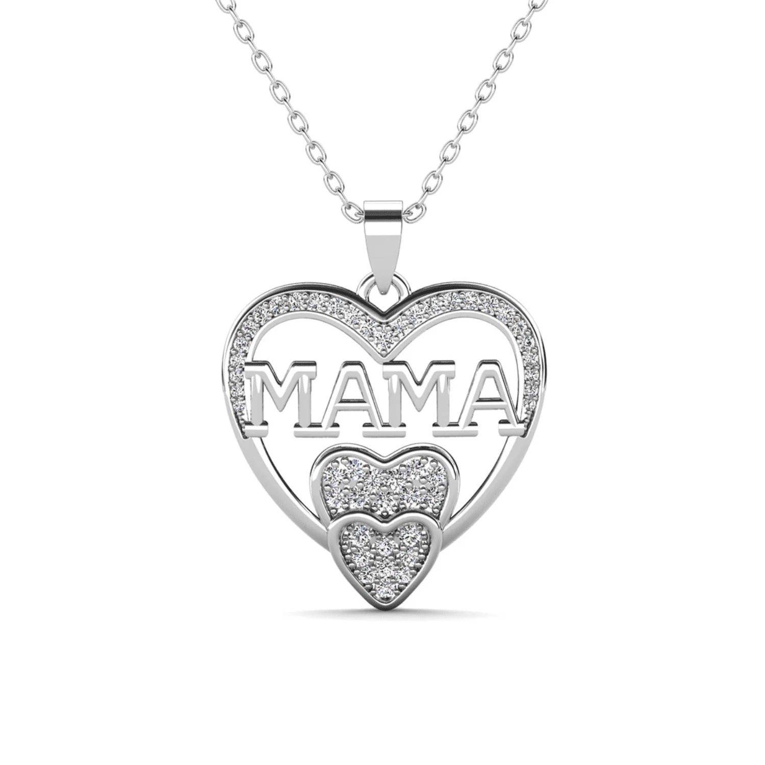 Selena 18k White Gold Plated Mama Necklace with Swarovski Crystals & Heartfelt Message for Mom - Image 9