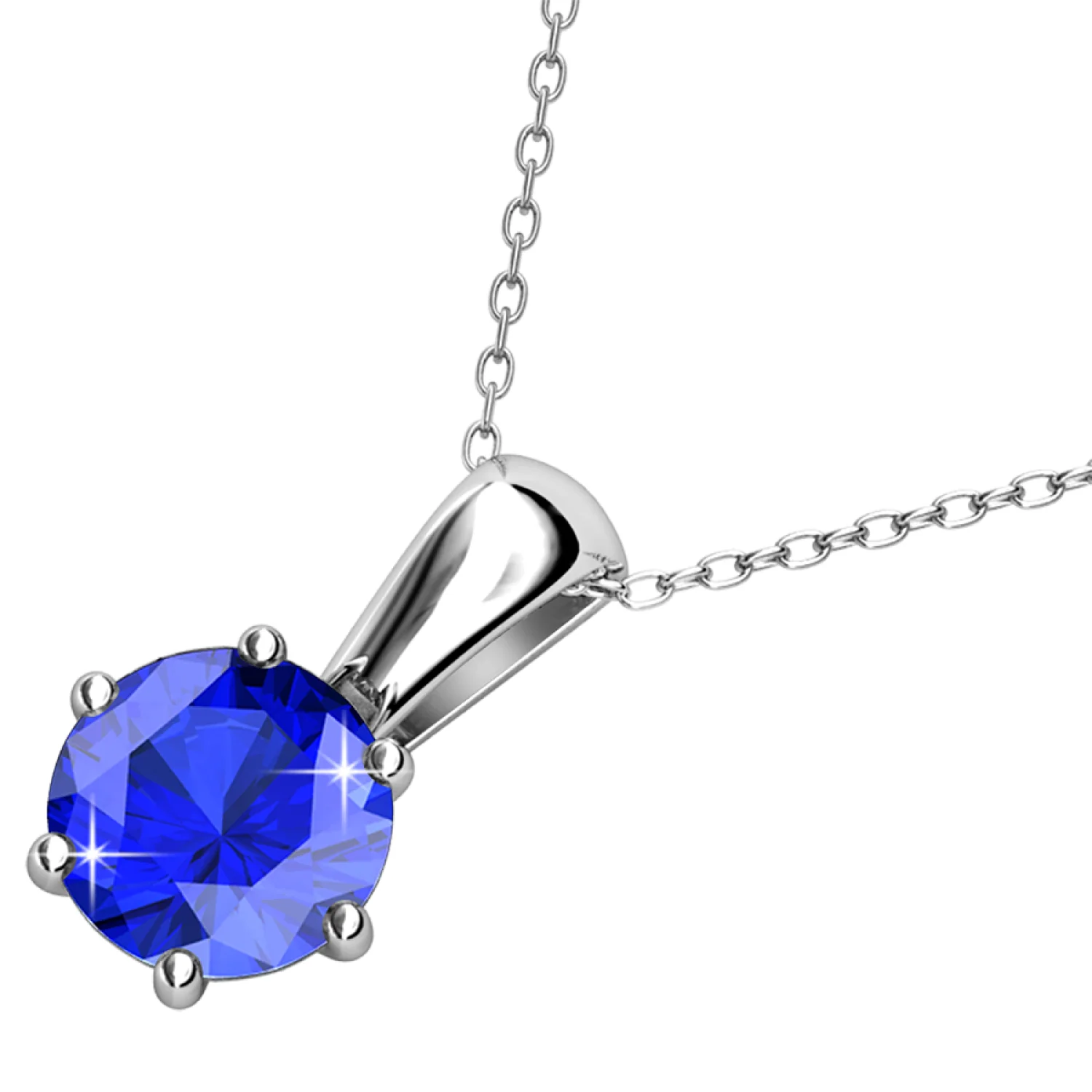 September Birthstone Sapphire Necklace 18k White Gold Plated Solitaire Necklace with 1CT Swarovski Crystal - Image 5