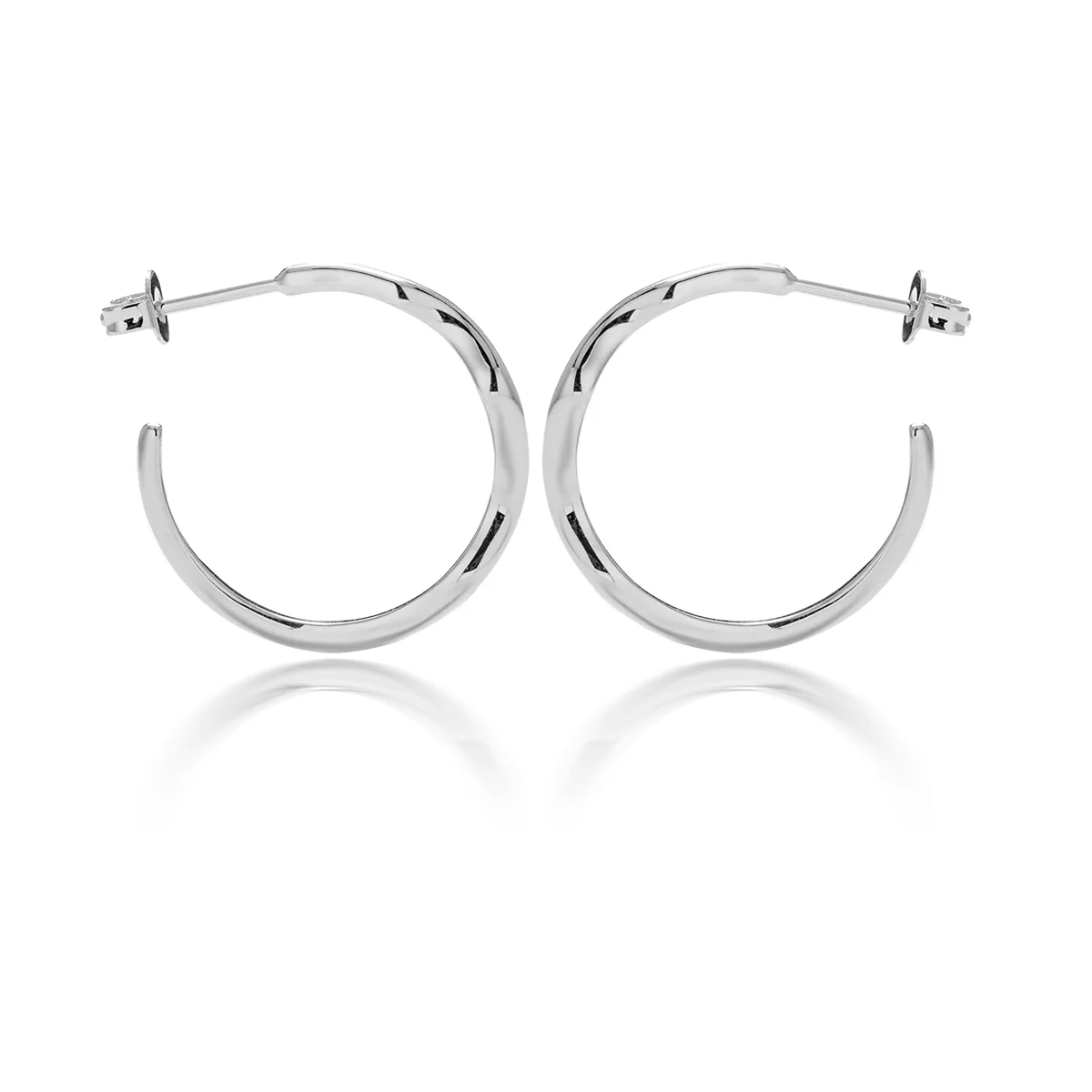 Serena 18k White Gold Plated 22mm Wavy Hoop Earrings - Image 7