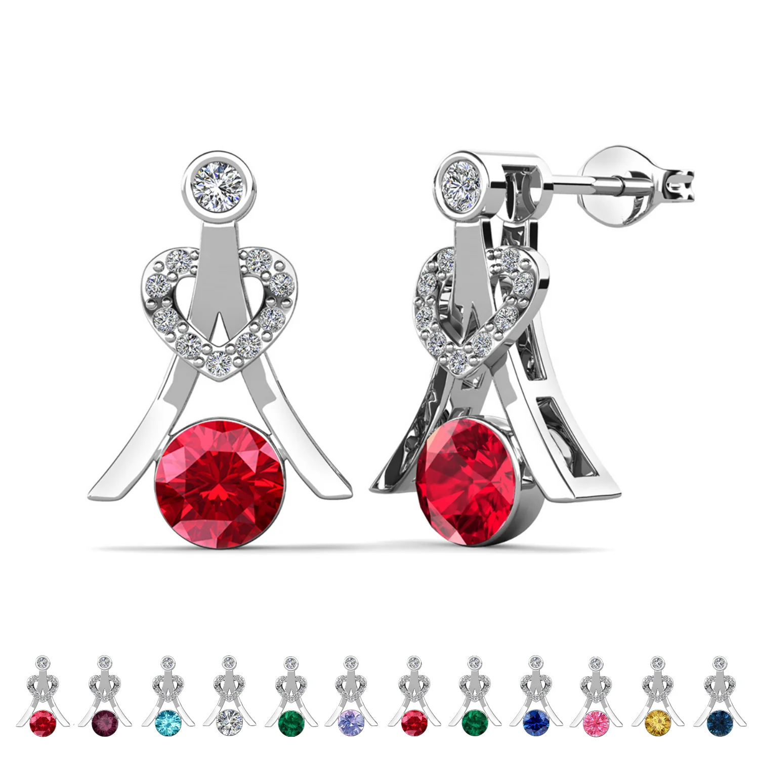 Serenity Birthstone 18k White Gold Plated Drop Earrings with Round Cut Swarovski Crystals - Image 23