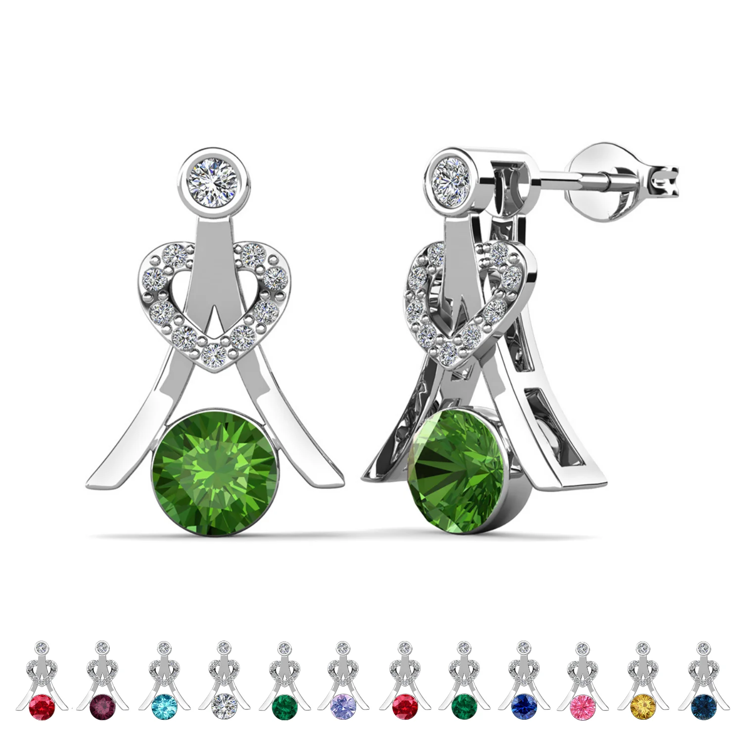 Serenity Birthstone 18k White Gold Plated Drop Earrings with Round Cut Swarovski Crystals - Image 26