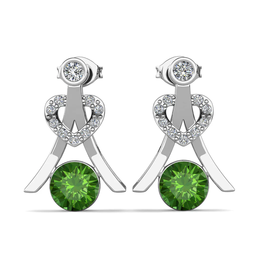 Serenity Birthstone 18k White Gold Plated Drop Earrings with Round Cut Swarovski Crystals - Image 28