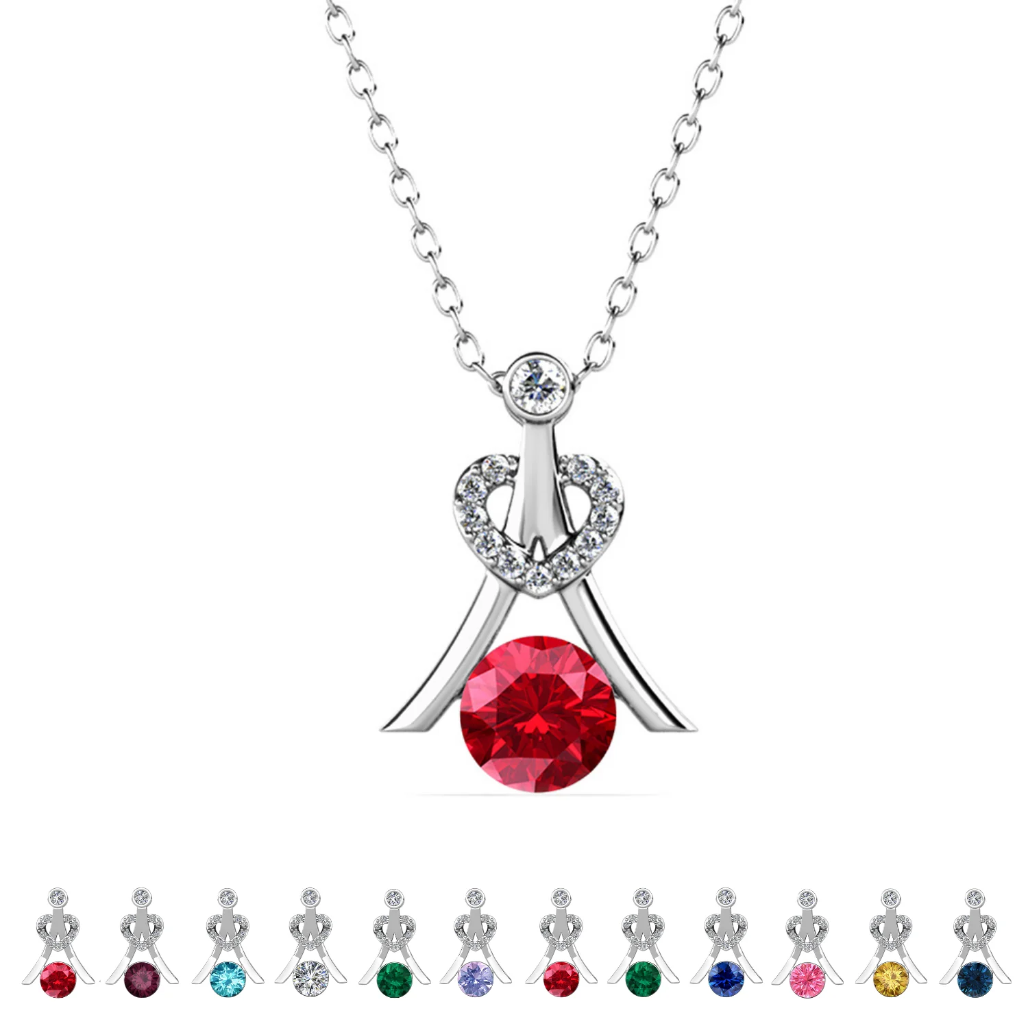 Serenity Birthstone 18k White Gold Plated Necklace with Round Cut Swarovski Crystals - Image 18