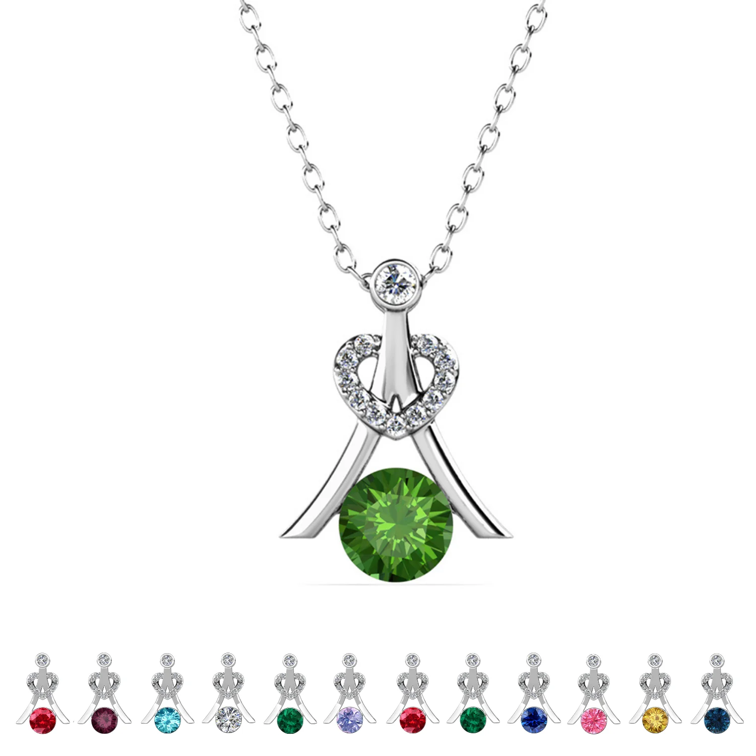 Serenity Birthstone 18k White Gold Plated Necklace with Round Cut Swarovski Crystals - Image 20