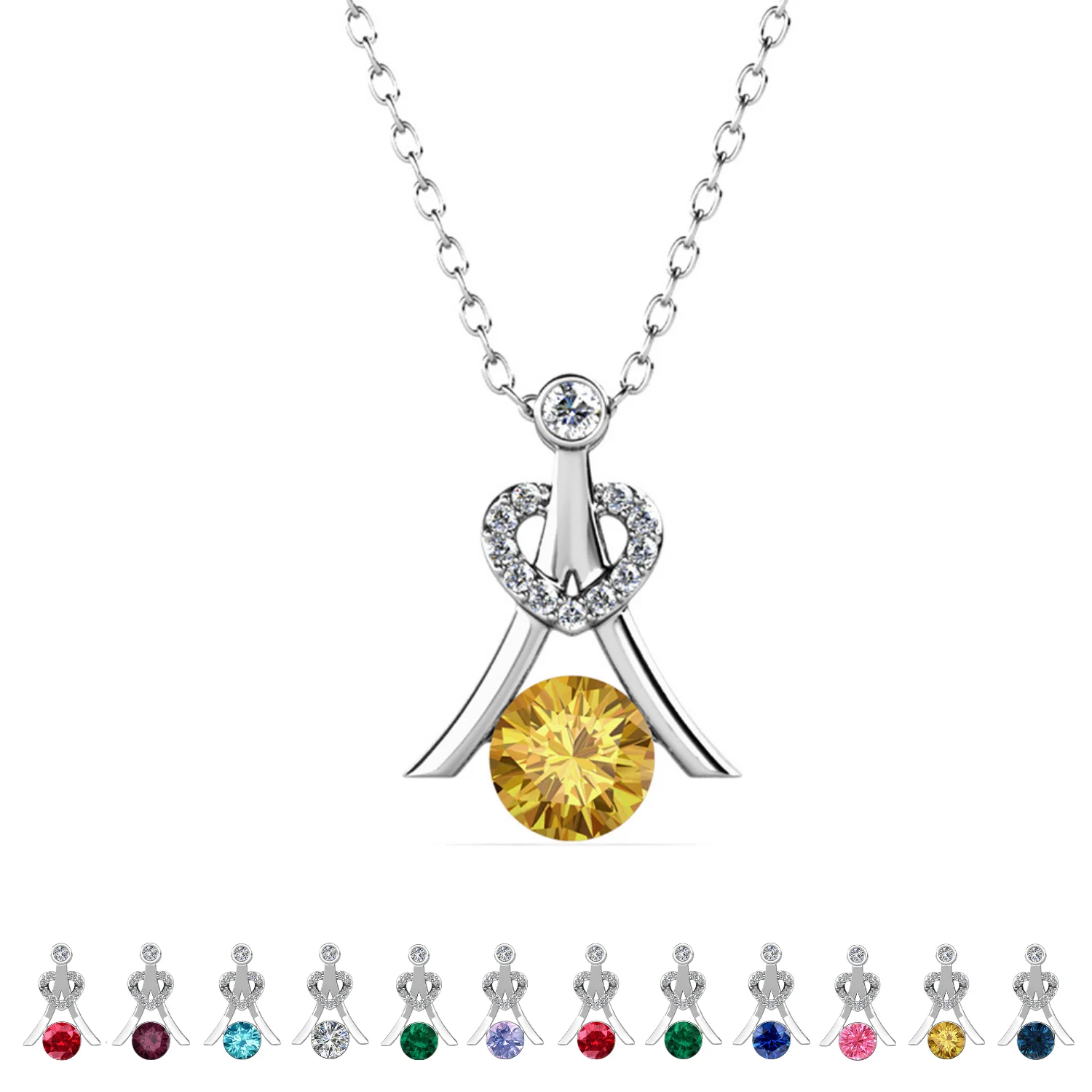 Serenity Birthstone 18k White Gold Plated Necklace with Round Cut Swarovski Crystals - Image 26