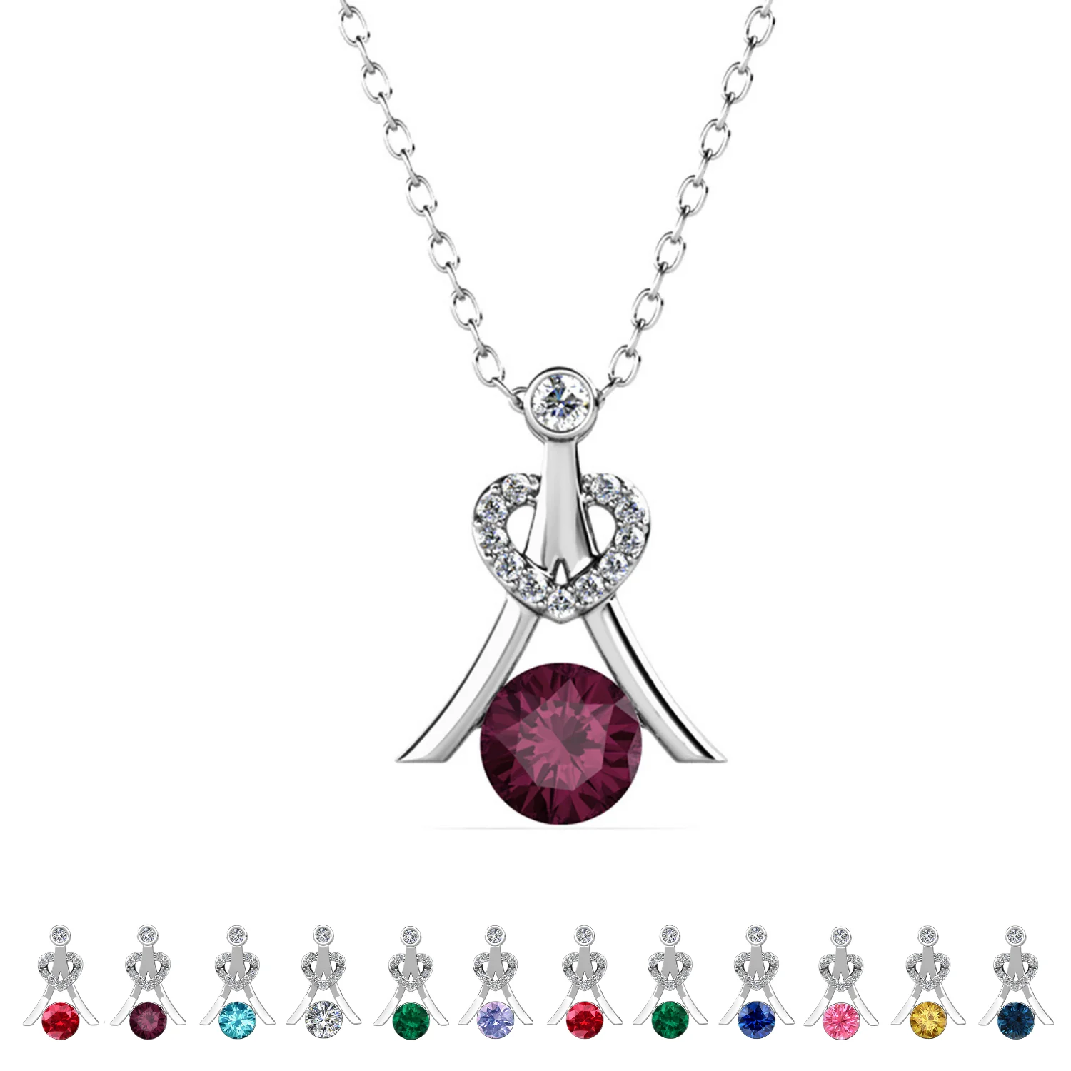 Serenity Birthstone 18k White Gold Plated Necklace with Round Cut Swarovski Crystals - Image 8