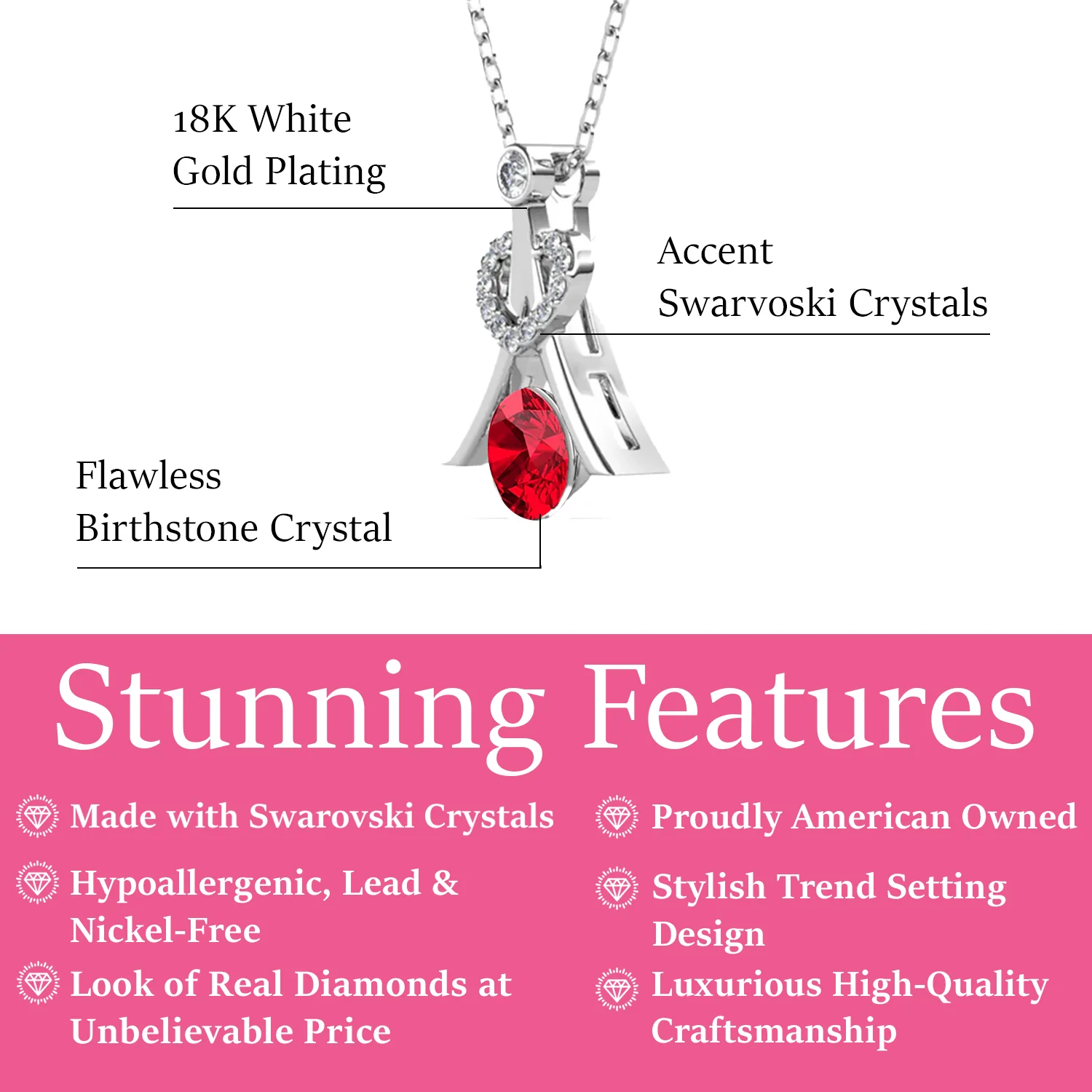 Serenity Birthstone 18k White Gold Plated Necklace with Round Cut Swarovski Crystals - Image 19