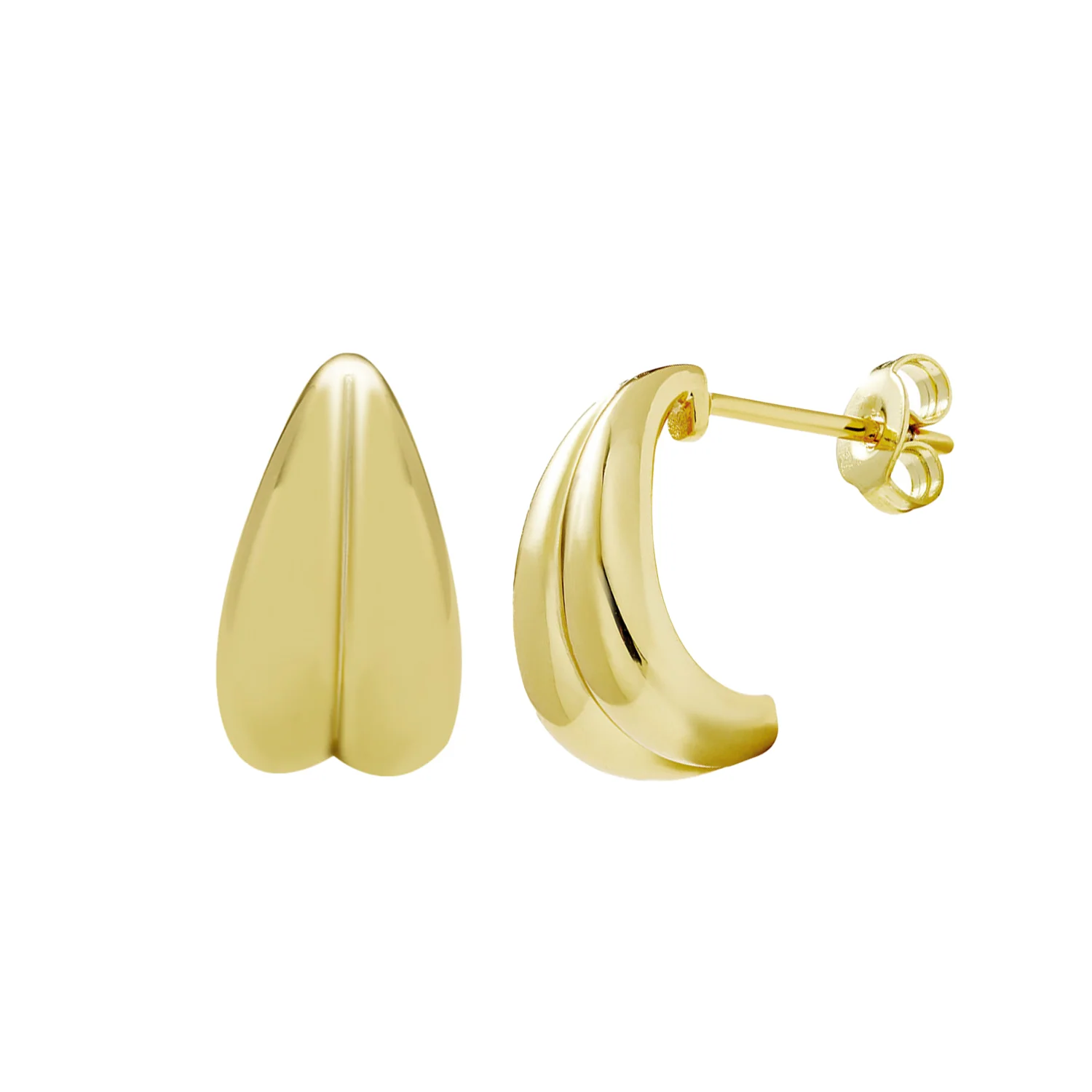 Shae 18k White Gold Plated Semi-Hoop Curved Stud Earrings - Image 11