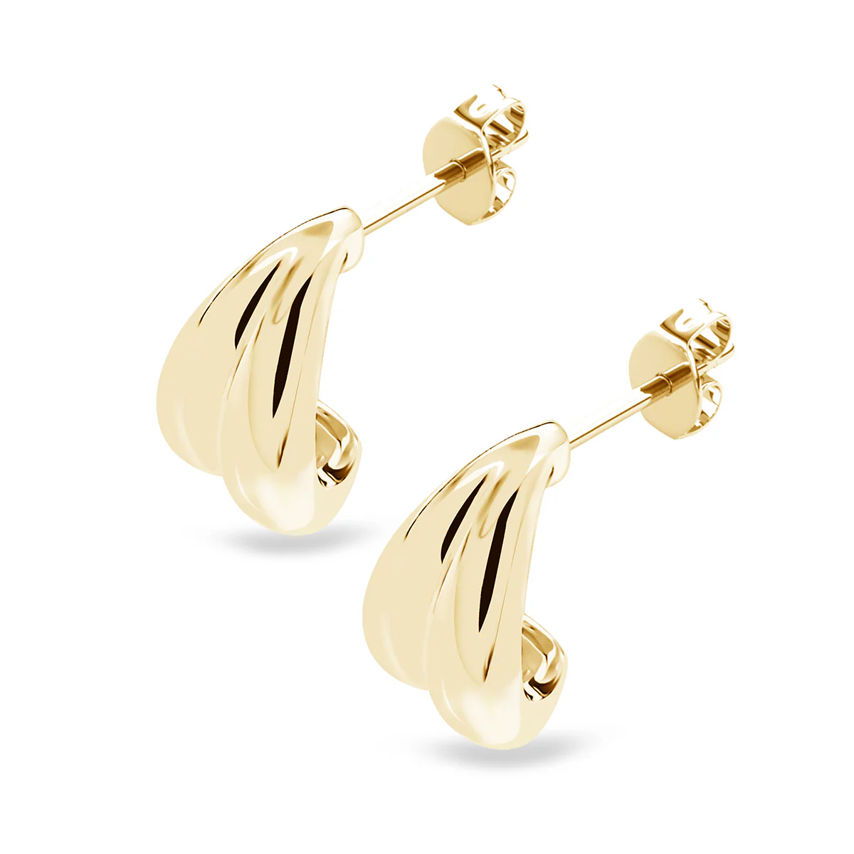 Shae 18k White Gold Plated Semi-Hoop Curved Stud Earrings - Image 14
