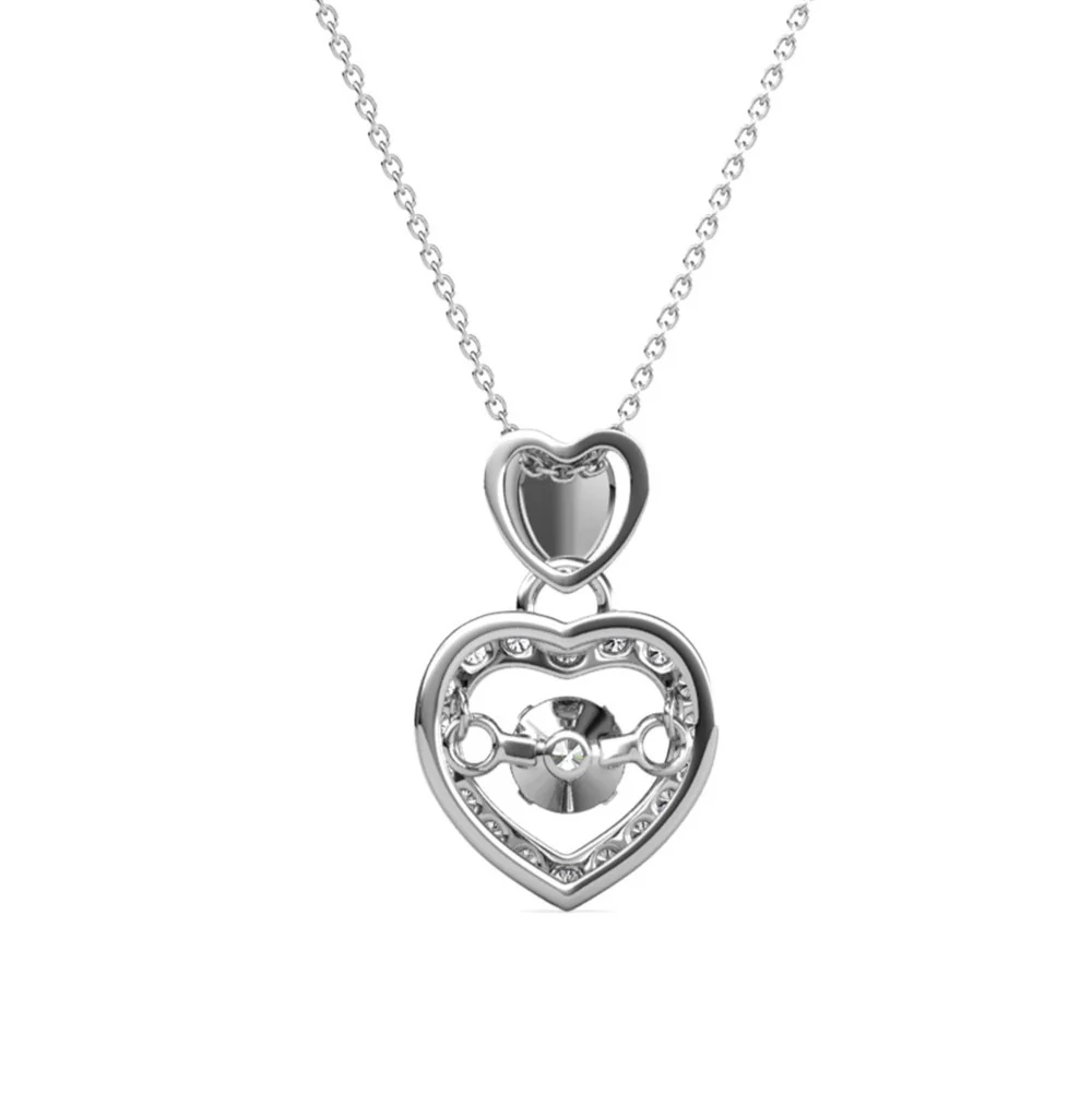 Shelby 18k White Gold Plated Heart Dancing Necklace with Swarovski Crystals - Image 10