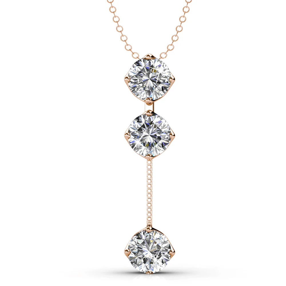 Sloane 18k White Gold Plated Drop Necklace with Swarovski Crystals - Image 11