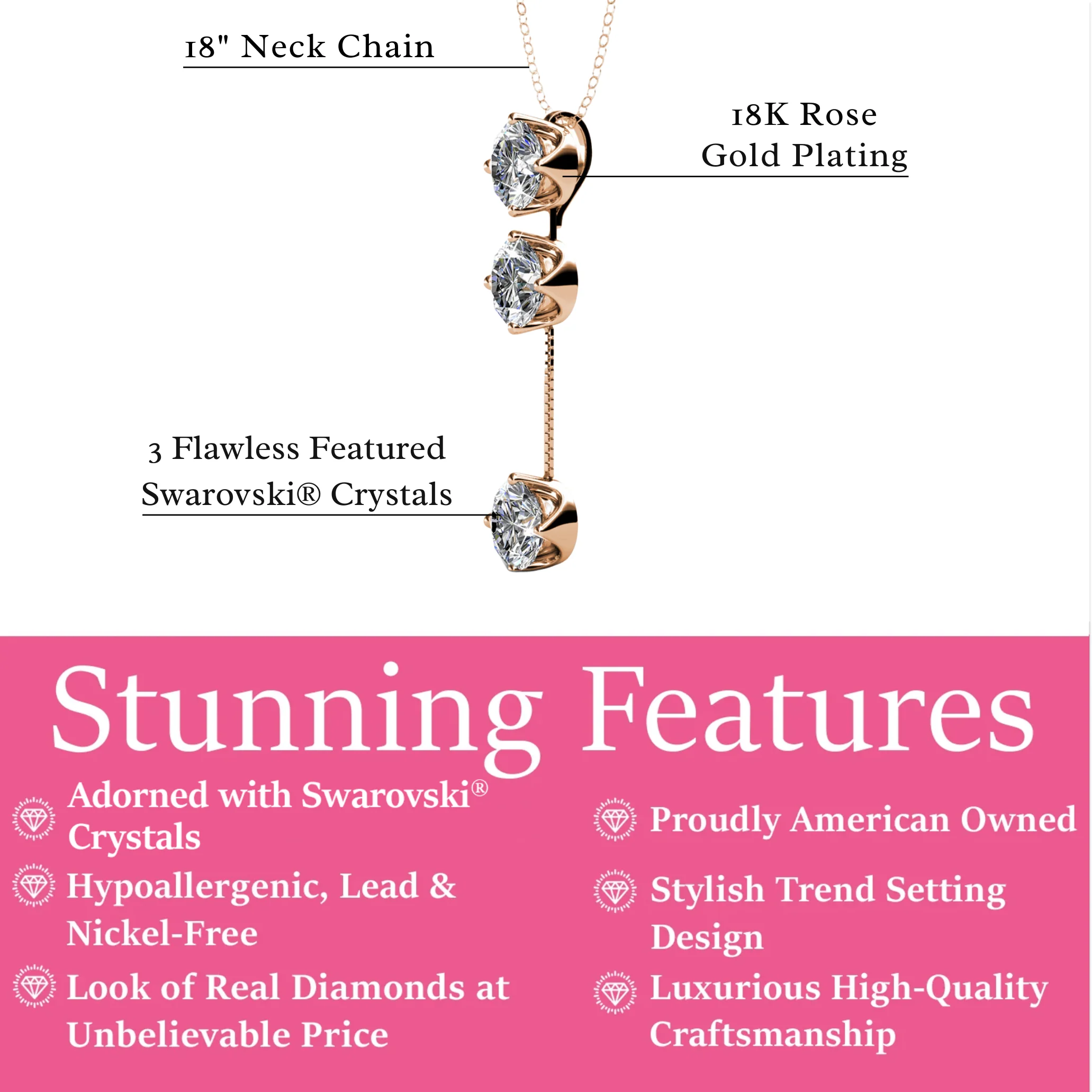 Sloane 18k White Gold Plated Drop Necklace with Swarovski Crystals - Image 12