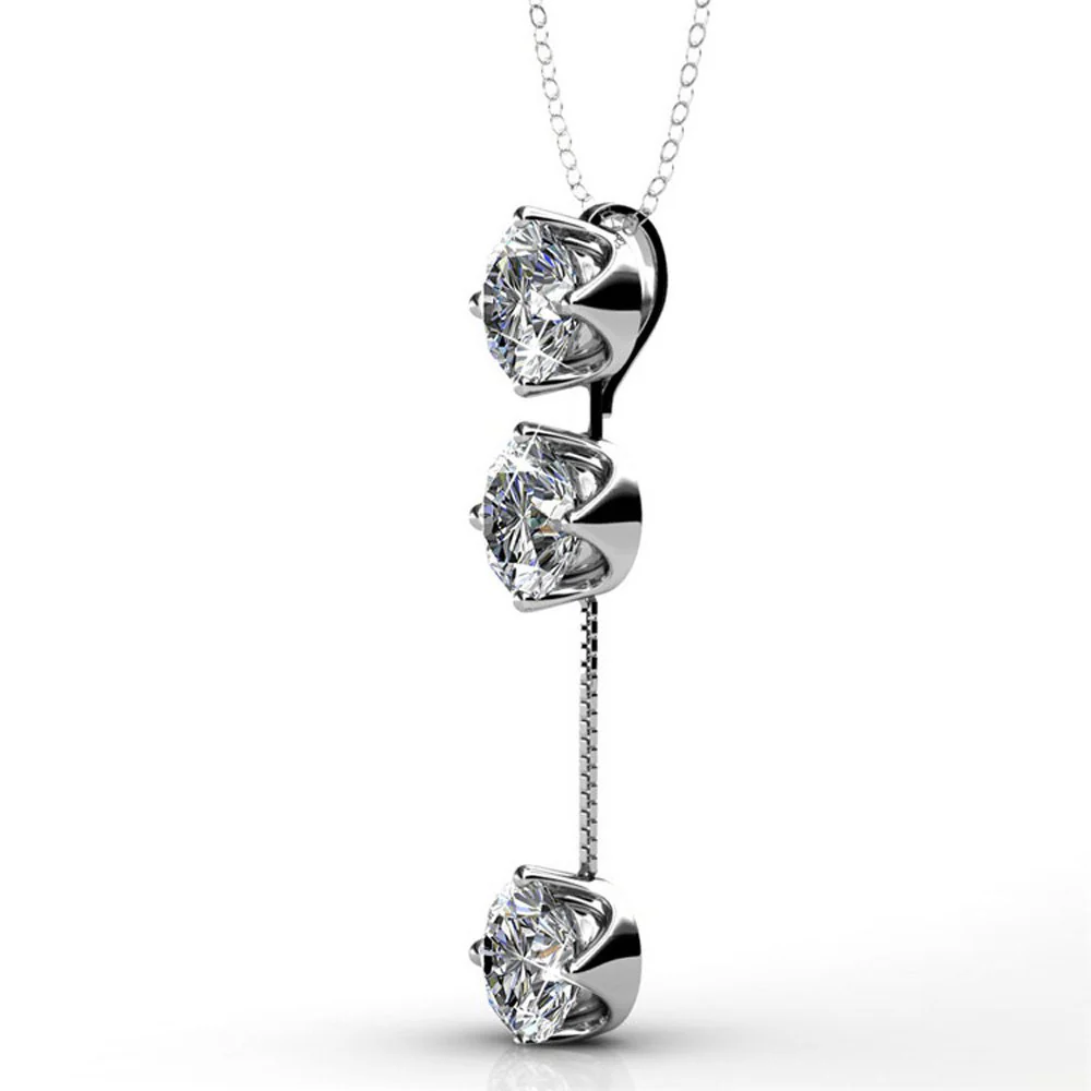 Sloane 18k White Gold Plated Drop Necklace with Swarovski Crystals - Image 7