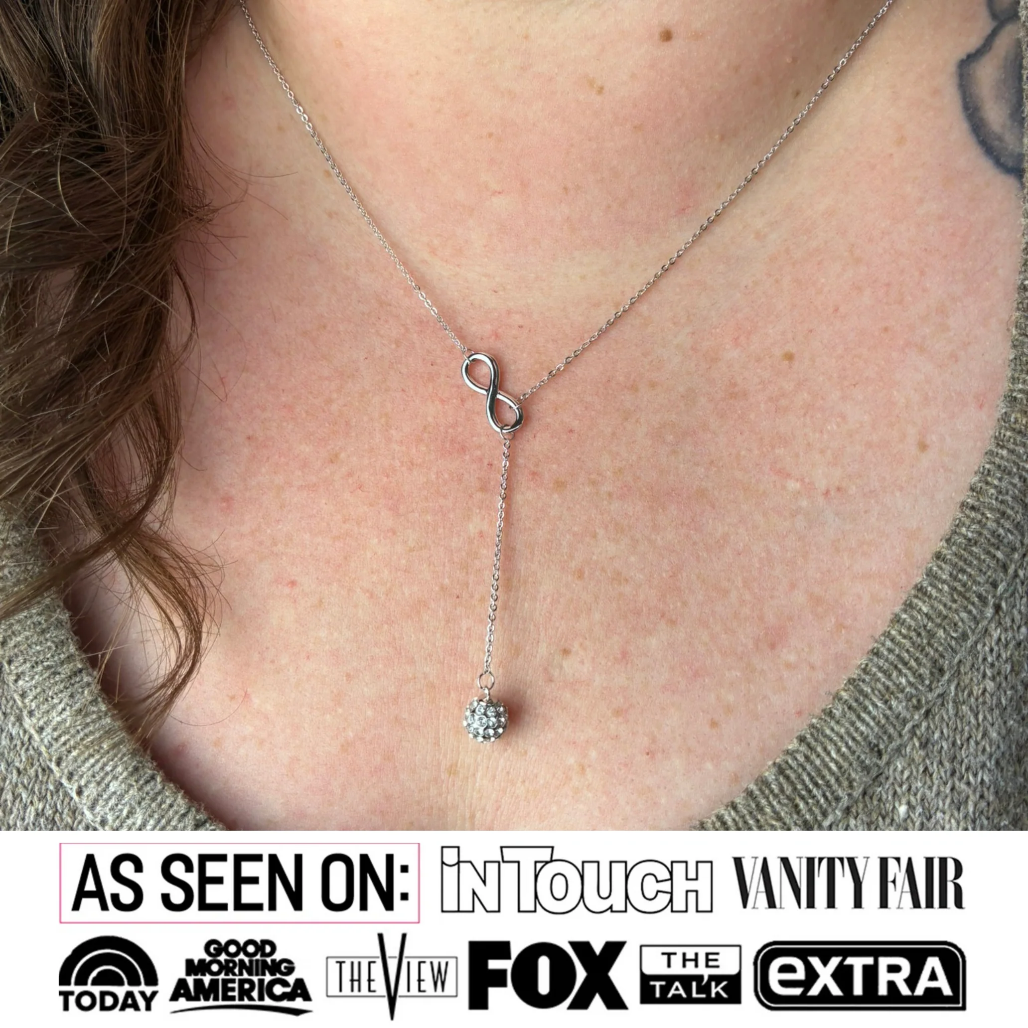 Sonya 18k White Gold Plated Silver Y-Necklace with Swarovski Crystals - Image 2