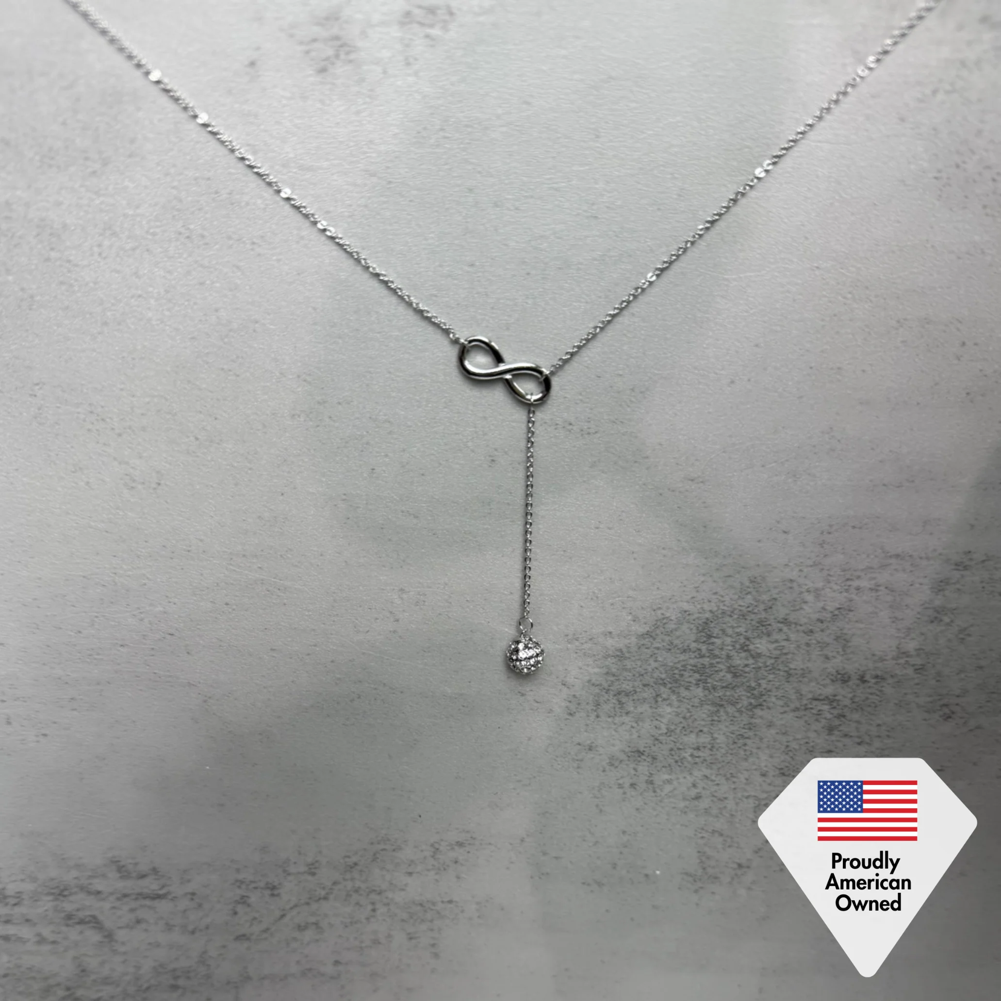 Sonya 18k White Gold Plated Silver Y-Necklace with Swarovski Crystals - Image 6