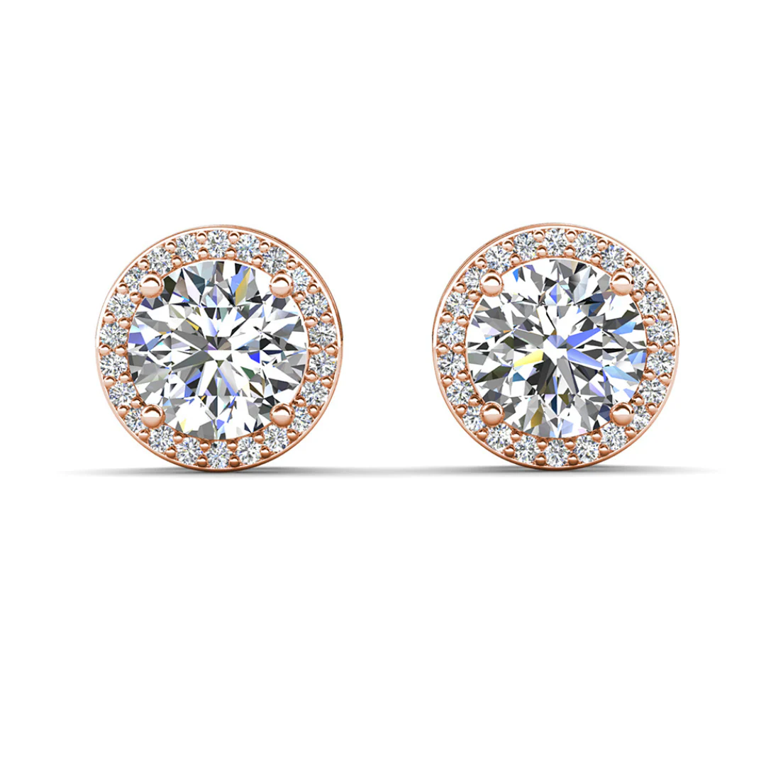Sophia 18k White Gold Plated Halo Stud Earrings with Round Cut Simulated Diamond Crystals - Image 13