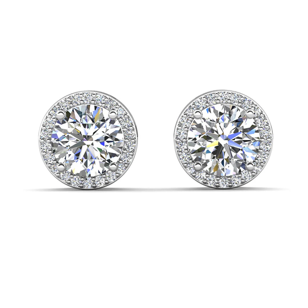 Sophia 18k White Gold Plated Halo Stud Earrings with Round Cut Simulated Diamond Crystals - Image 7