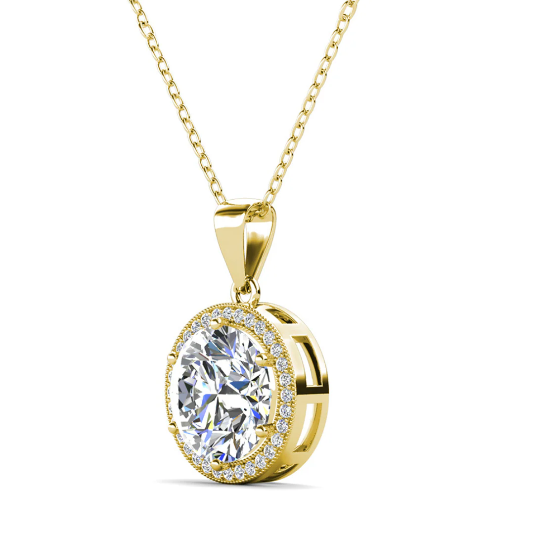 Sophia 18k White Gold Plated Pendant Necklace with Simulated Diamond Crystals - Image 10