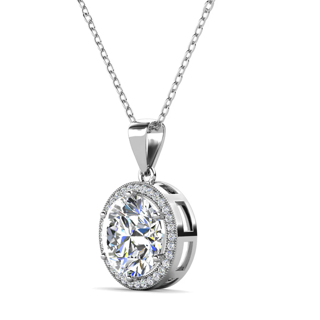 Sophia 18k White Gold Plated Pendant Necklace with Simulated Diamond Crystals - Image 7