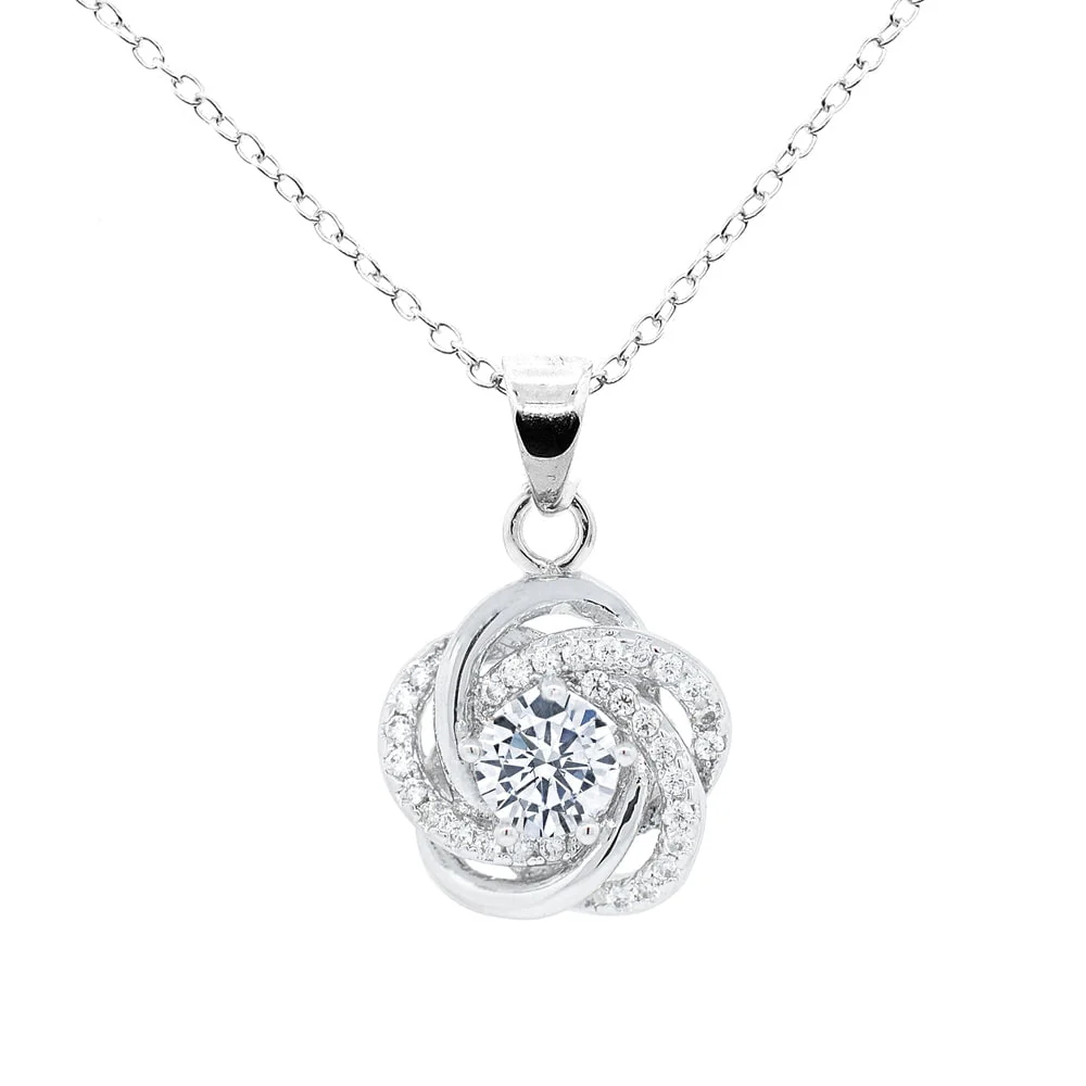 Stella 18k White Gold Plated Pendant Necklace and Stud Earrings Jewelry Set with Simulated Diamond Crystals - Image 7