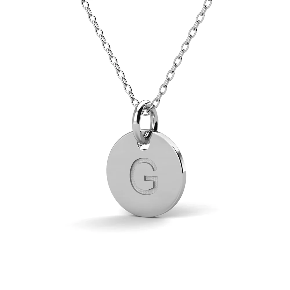 Summer Collection 18k White Gold Plated Engraved Initial Letter Pendant Necklace - Image 20