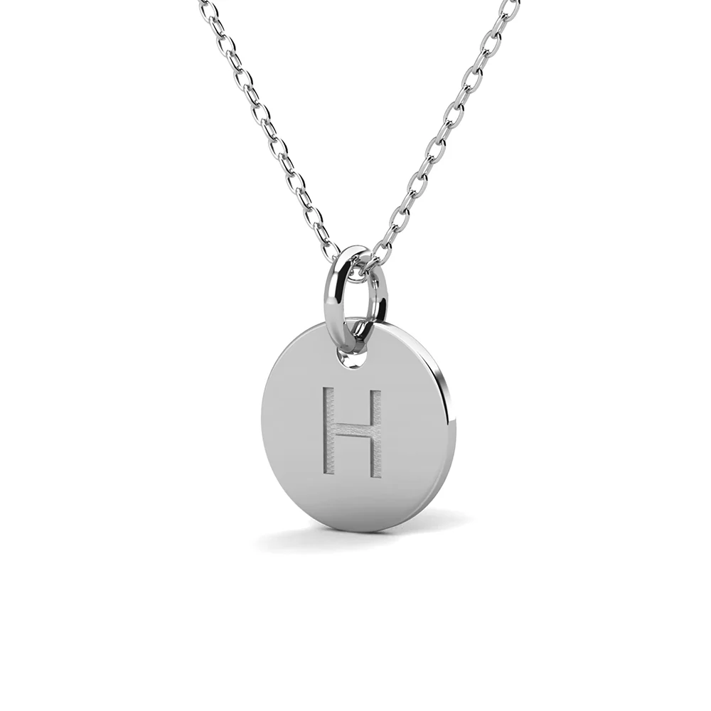 Summer Collection 18k White Gold Plated Engraved Initial Letter Pendant Necklace - Image 22