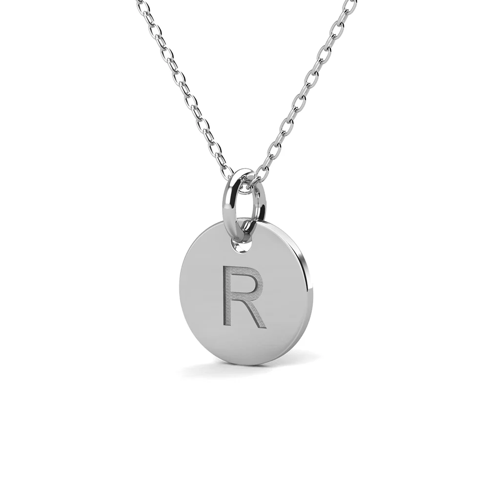 Summer Collection 18k White Gold Plated Engraved Initial Letter Pendant Necklace - Image 42
