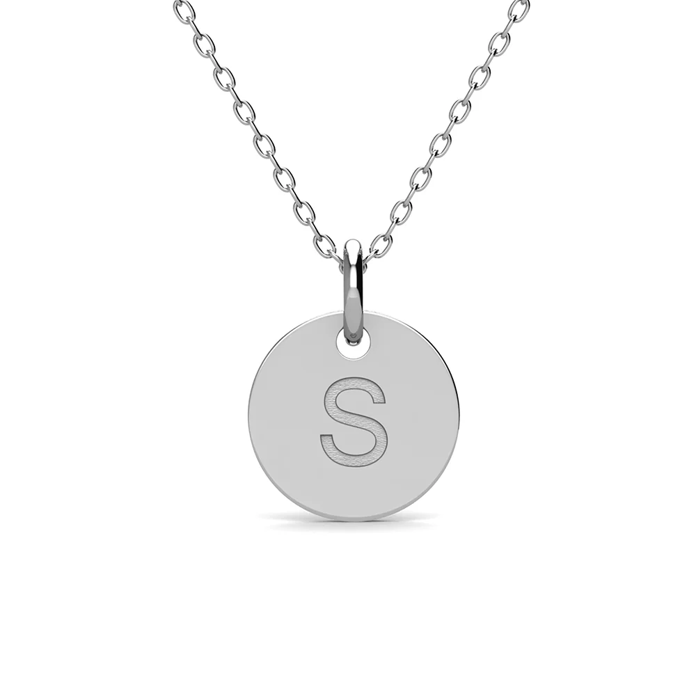 Summer Collection 18k White Gold Plated Engraved Initial Letter Pendant Necklace - Image 43