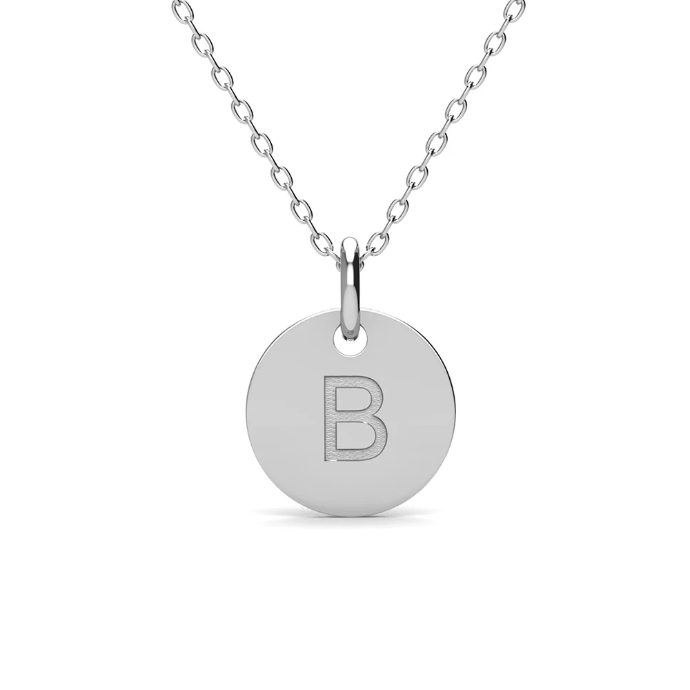 Summer Collection 18k White Gold Plated Engraved Initial Letter Pendant Necklace - Image 9