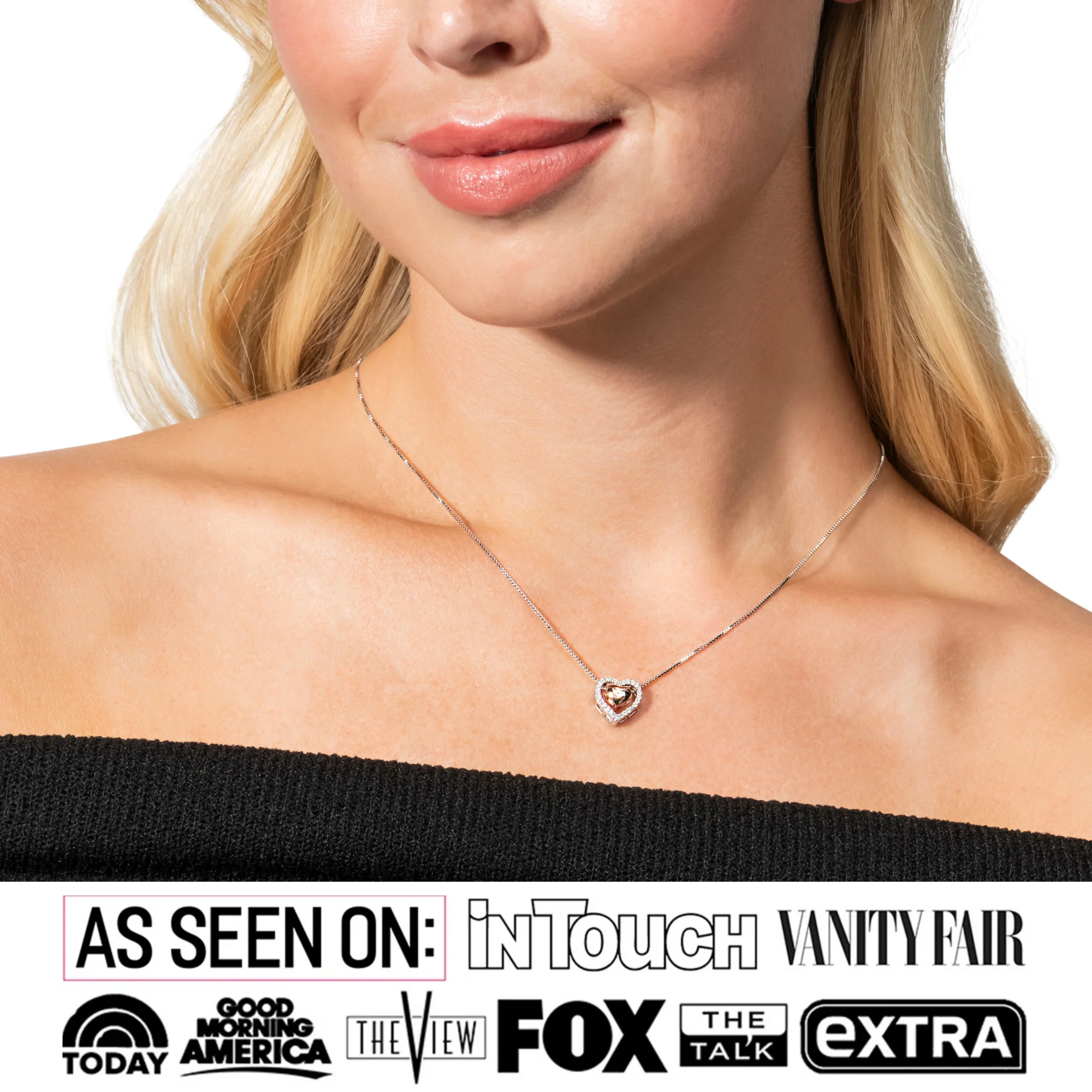 Susan 18k White Gold Plated Halo Heart Necklace with Swarovski Crystals - Image 2