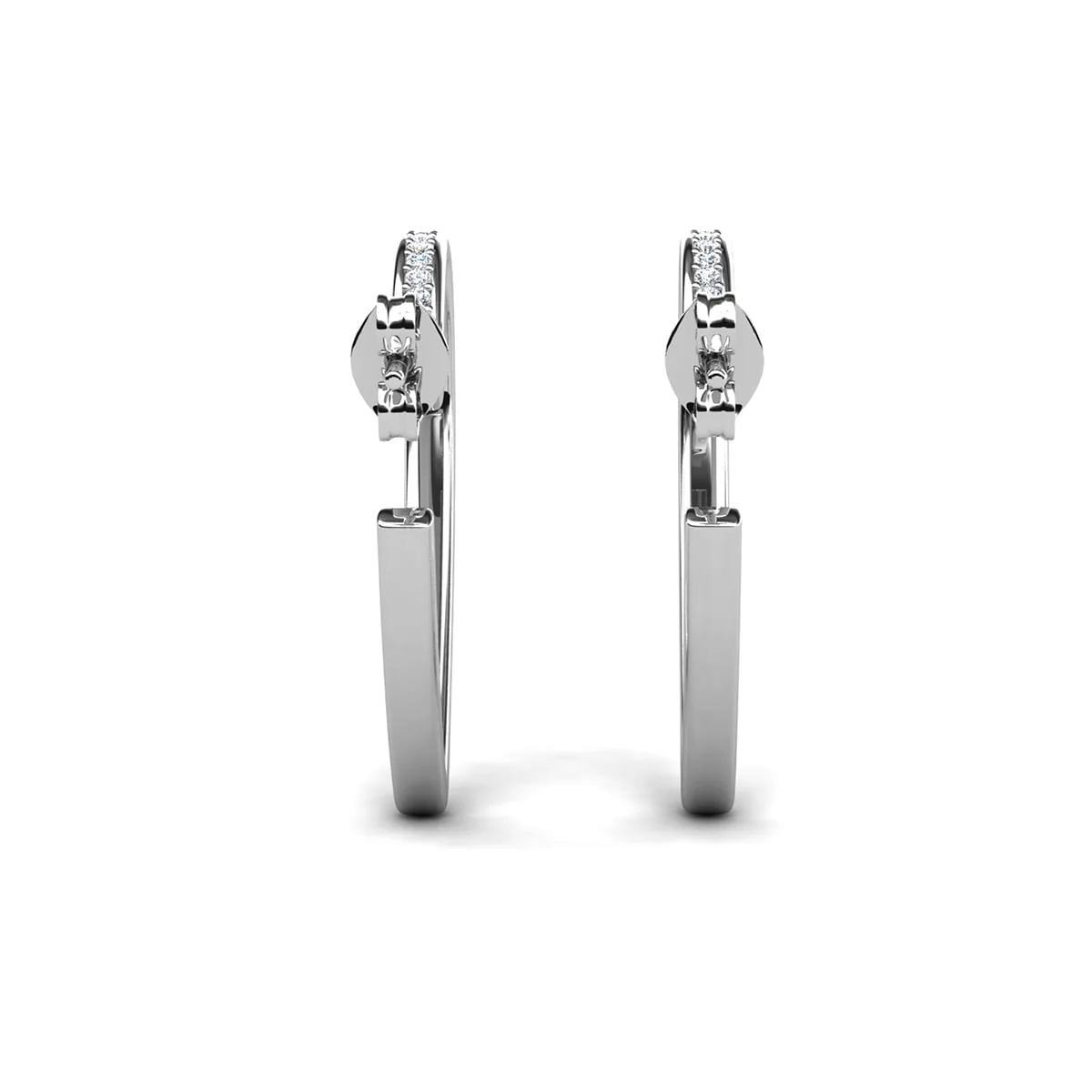 Sylvia 18k White Gold Plated 25mm Heart Hoop Earrings with Swarovski Crystals - Image 11