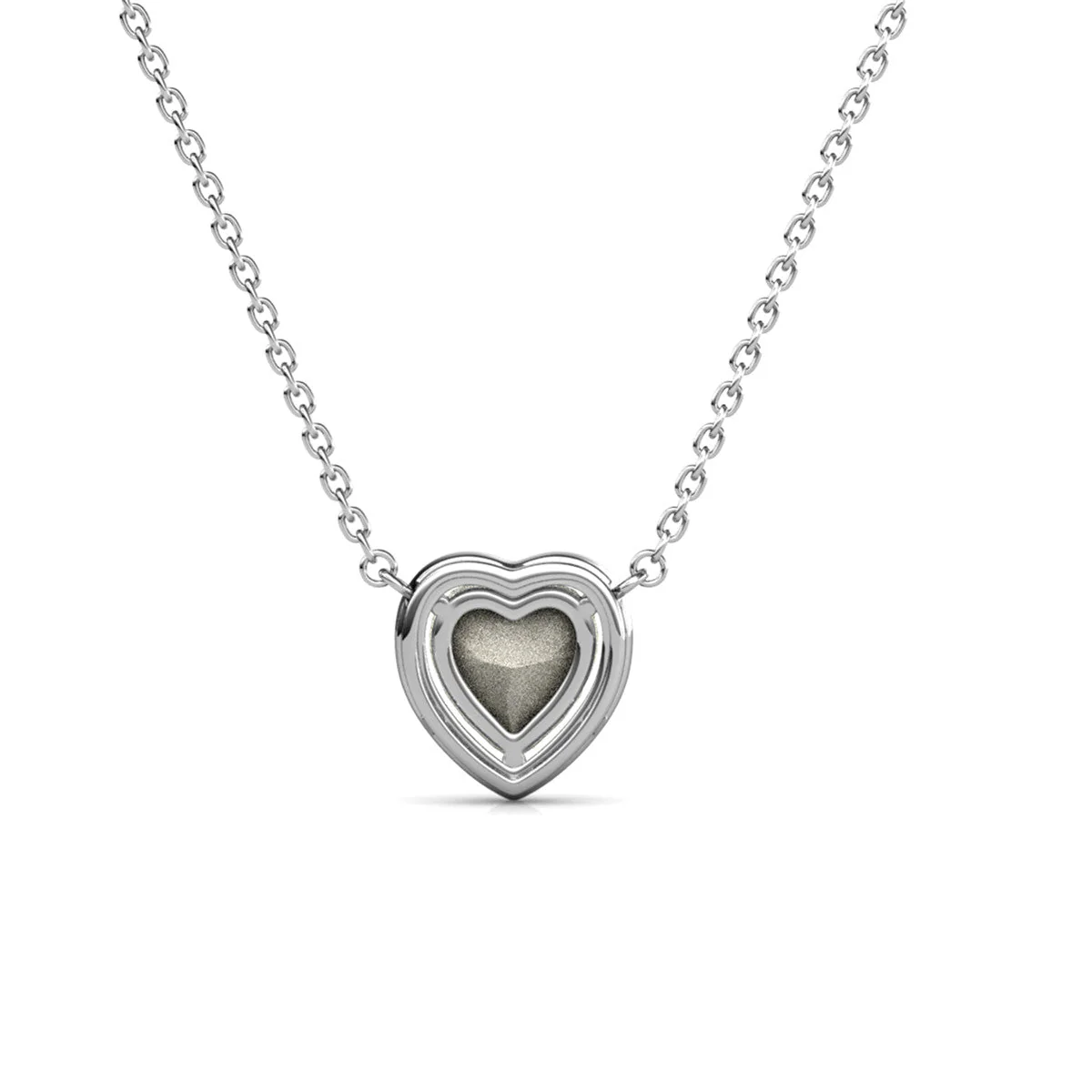 Tara 18k White Gold Plated Halo Heart Pendant Necklace with Swarovski Crystals - Image 8