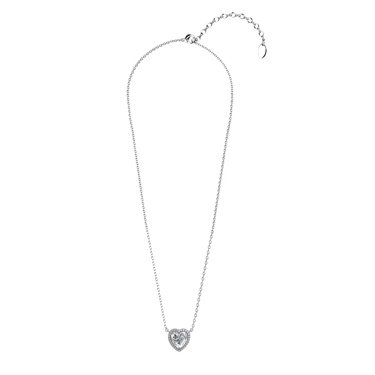 Tara 18k White Gold Plated Halo Heart Pendant Necklace with Swarovski Crystals - Image 9